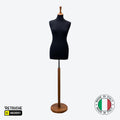 Female Mannequin Black Bust, Italy Bust Foam, Walnut Round Base + cover Female Mannequin