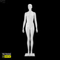 Female Mannequin, Abstract Face, Full Body, Glossy White Color Female Mannequin