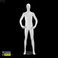 Male Mannequin, Egg Face, Full Body, Glossy White Color Male Mannequin