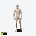 Male Mannequin, Full Body, Facial Features, Skin Color, with Metal Base Male Mannequin