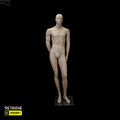 Male Mannequin, Full Body, Facial Features, Skin Color, with Metal Base Male Mannequin