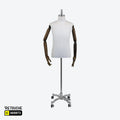Male Mannequin, Torso, Headless, with Wooden Arms, Height- Adjustable, Beige Male Mannequin
