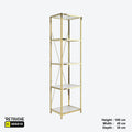 Metal Shelving Unit, 5 Tier, Gold Metal and White Wood Shelves Shelving Systems