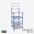 Shelving Rack for Water Bottles, 3 Tiers with Sign Holder, Metal, Blue Shelving Systems