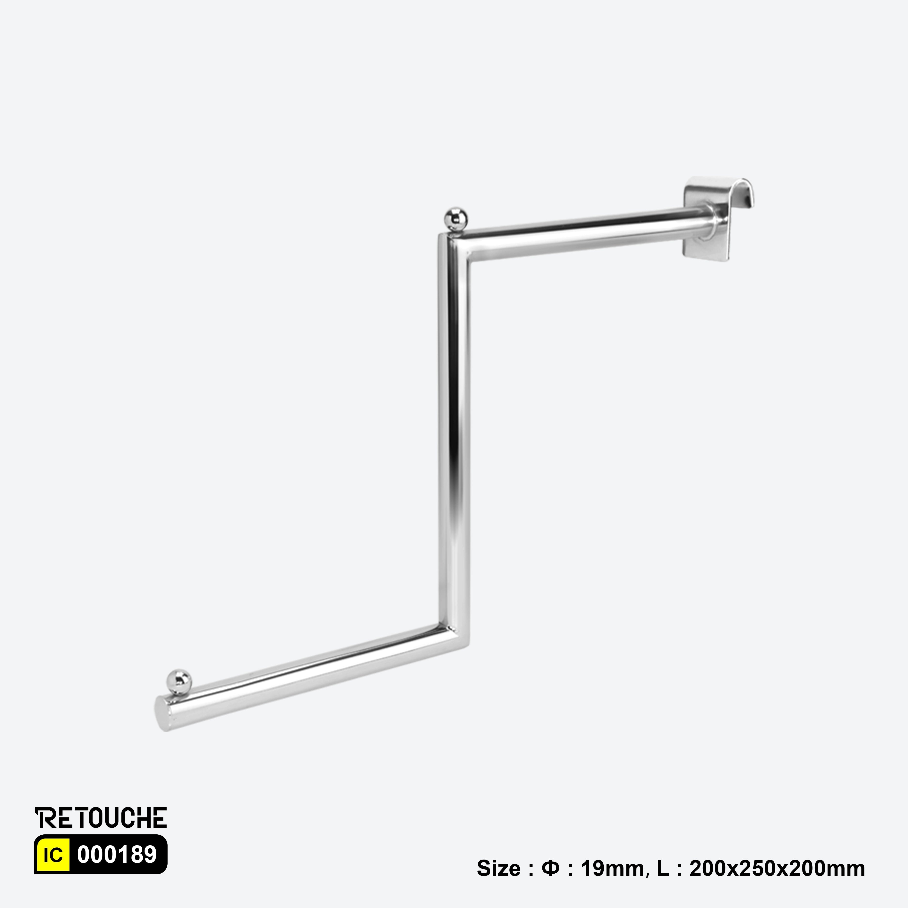 Stepped Display Hook for Oval Crossbar, with Beads, Metal