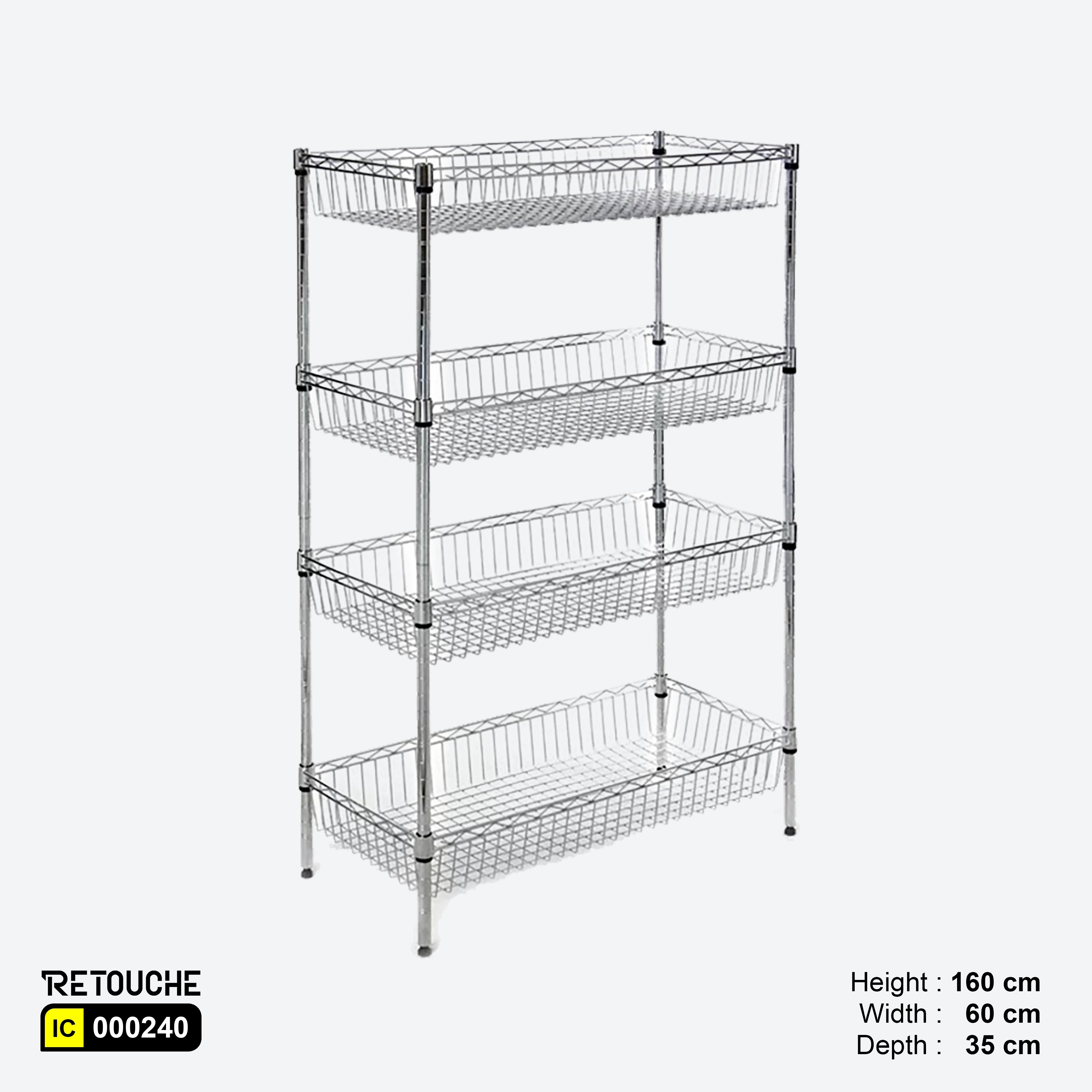 Metro Wire Shelving System, 4 Baskets Tiers