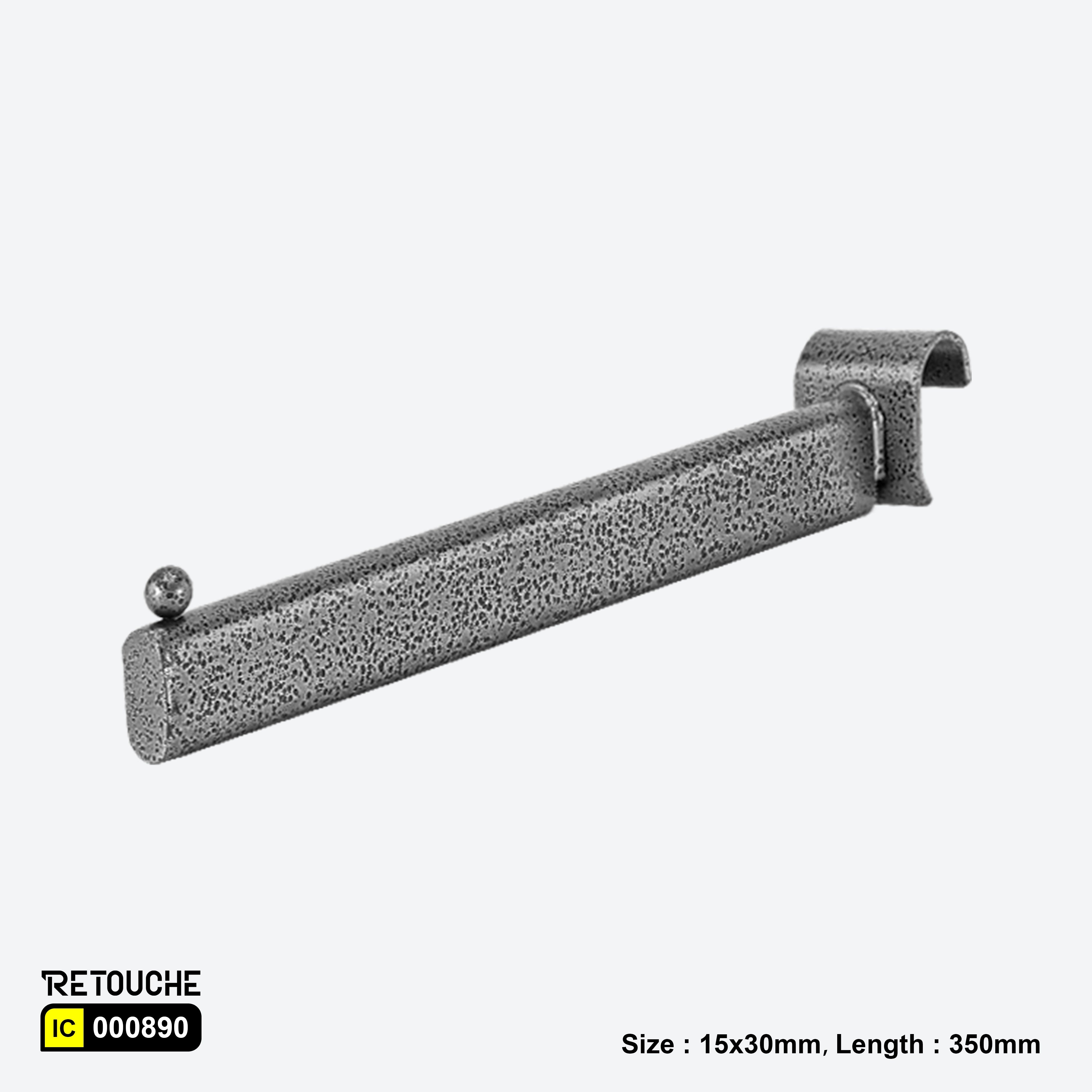 Straight Display Hook for Oval Crossbar, with Bead, Metal ,Hammer Gray