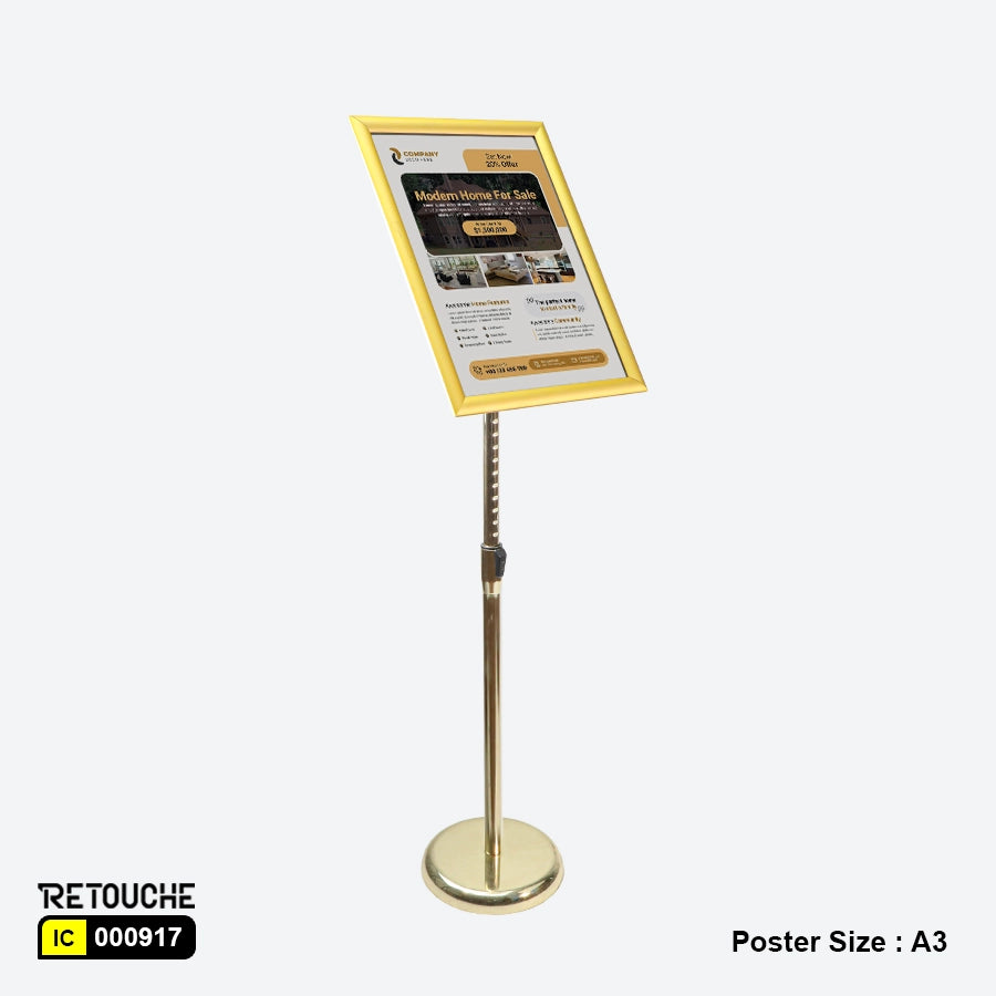 Metal Advertising Poster Display Floor Stand, Snap-Frame, Poster size : A3