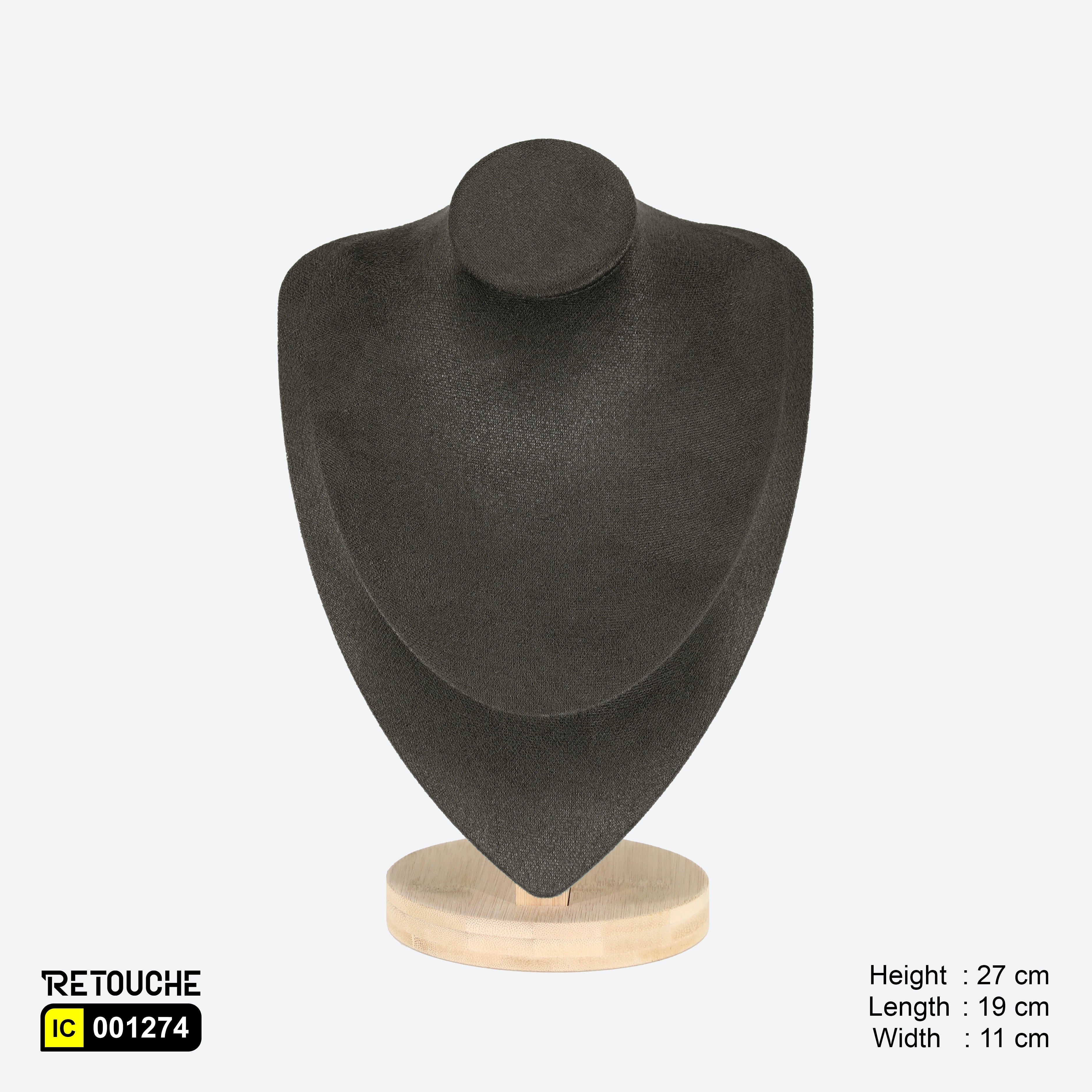 Jewelry Mannequin Bust Display for Necklace , Velvet Dark Grey