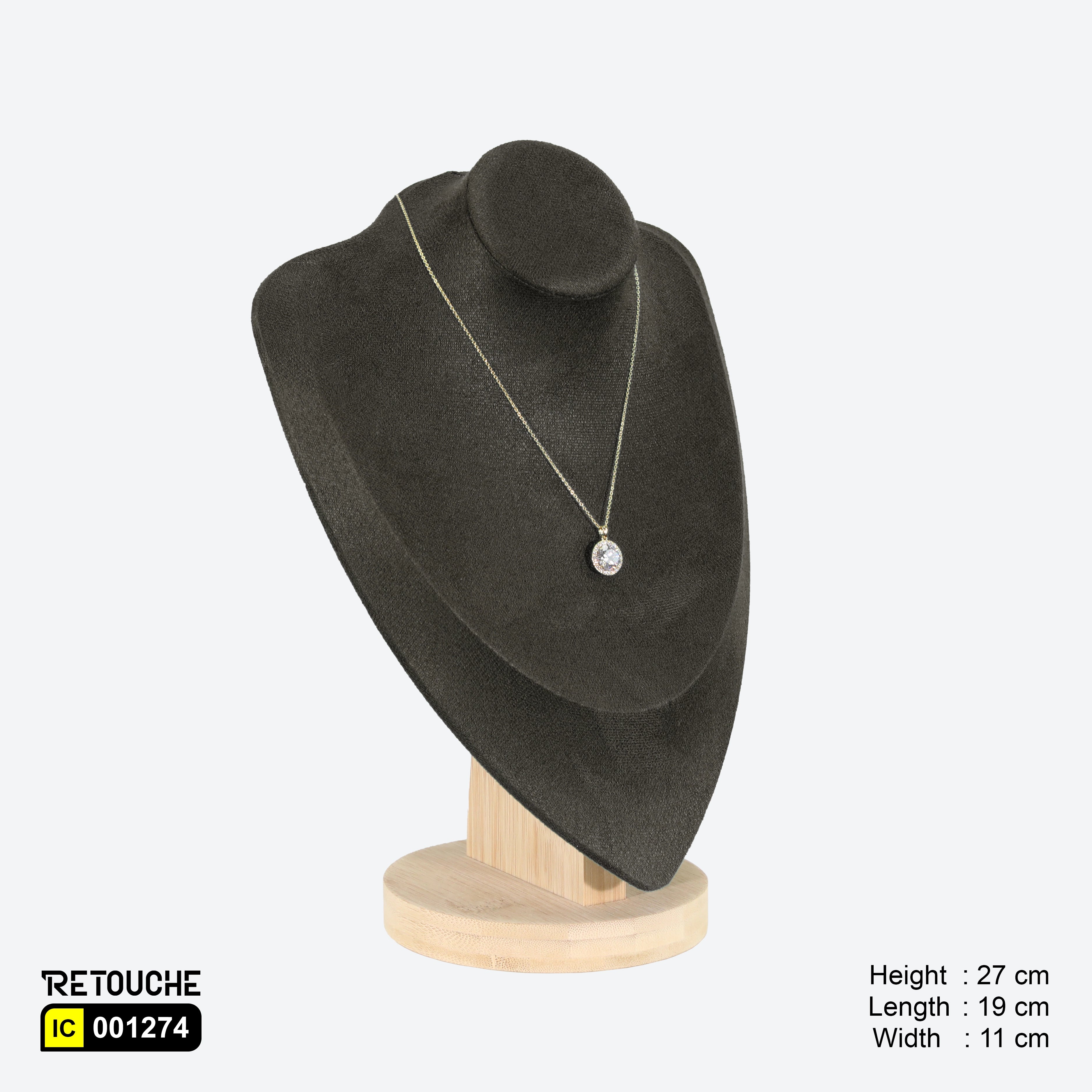 Jewelry Mannequin Bust Display for Necklace , Velvet Dark Grey