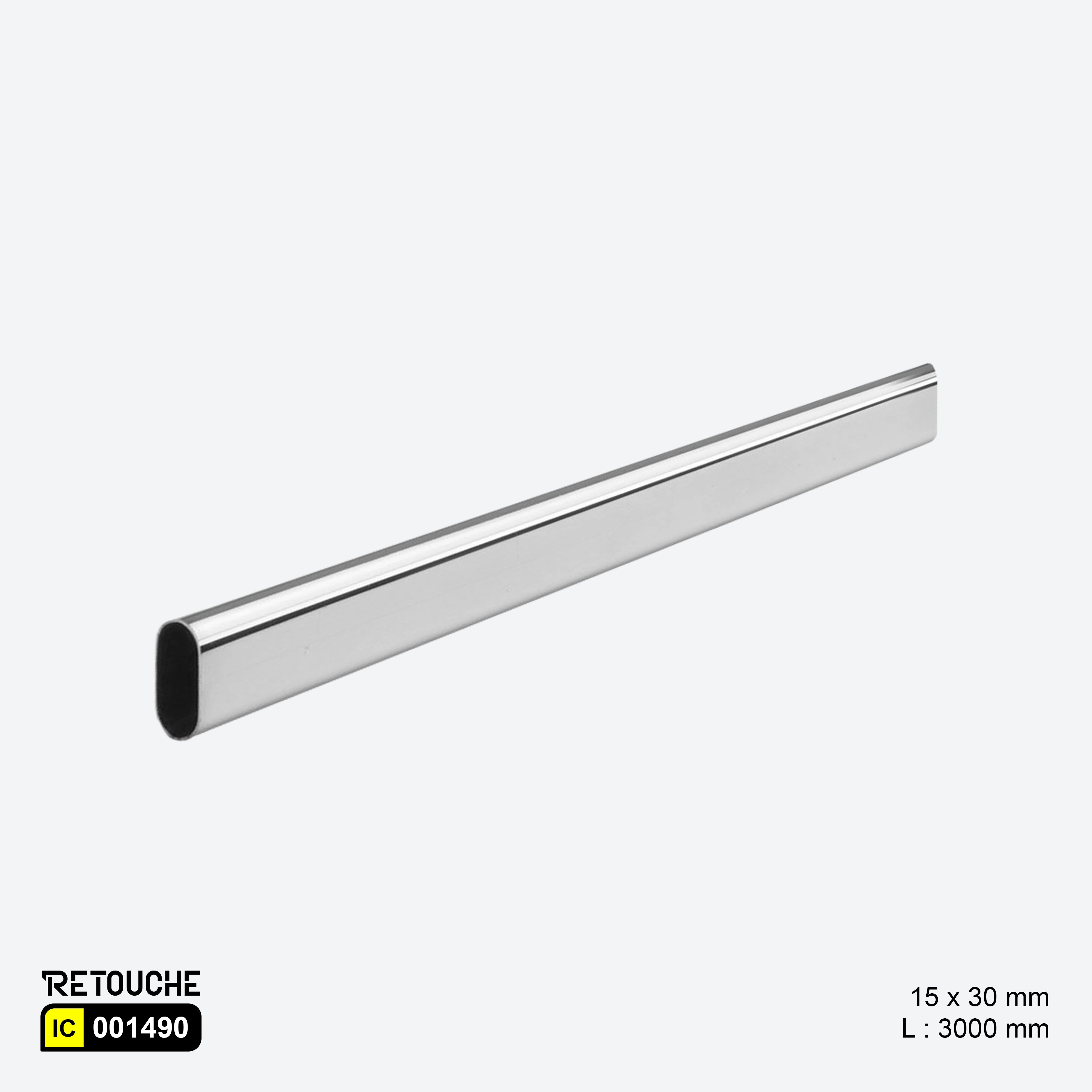 Oval Tube, Metal, Chrome Finish