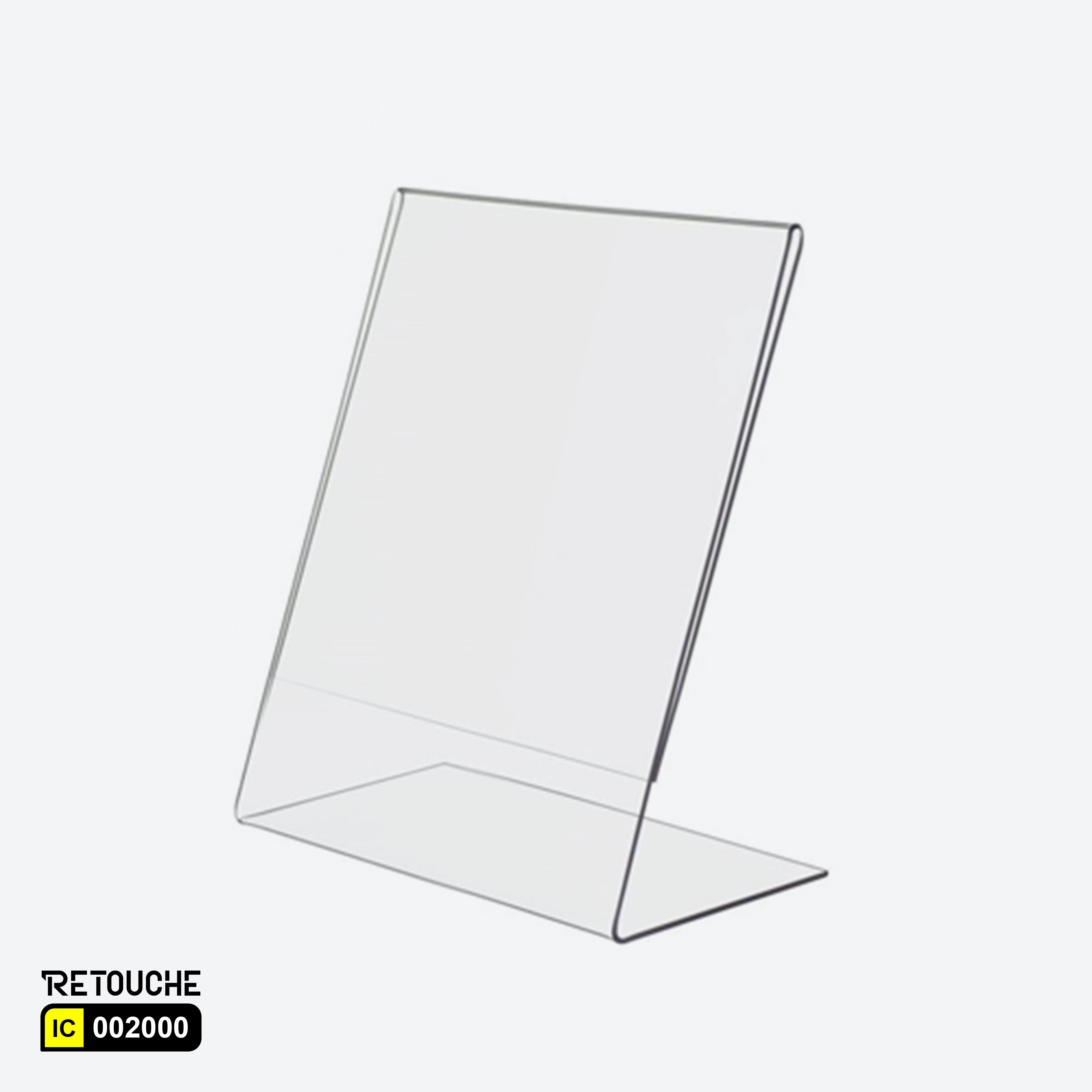 A5 acrylic display stand, Clear acrylic display stand, Tabletop display stand, A5 sign holder, Slanted display stand, Menu display stand
Single-sided acrylic stand, Durable acrylic display
Clear sign holder, Acrylic tabletop stand