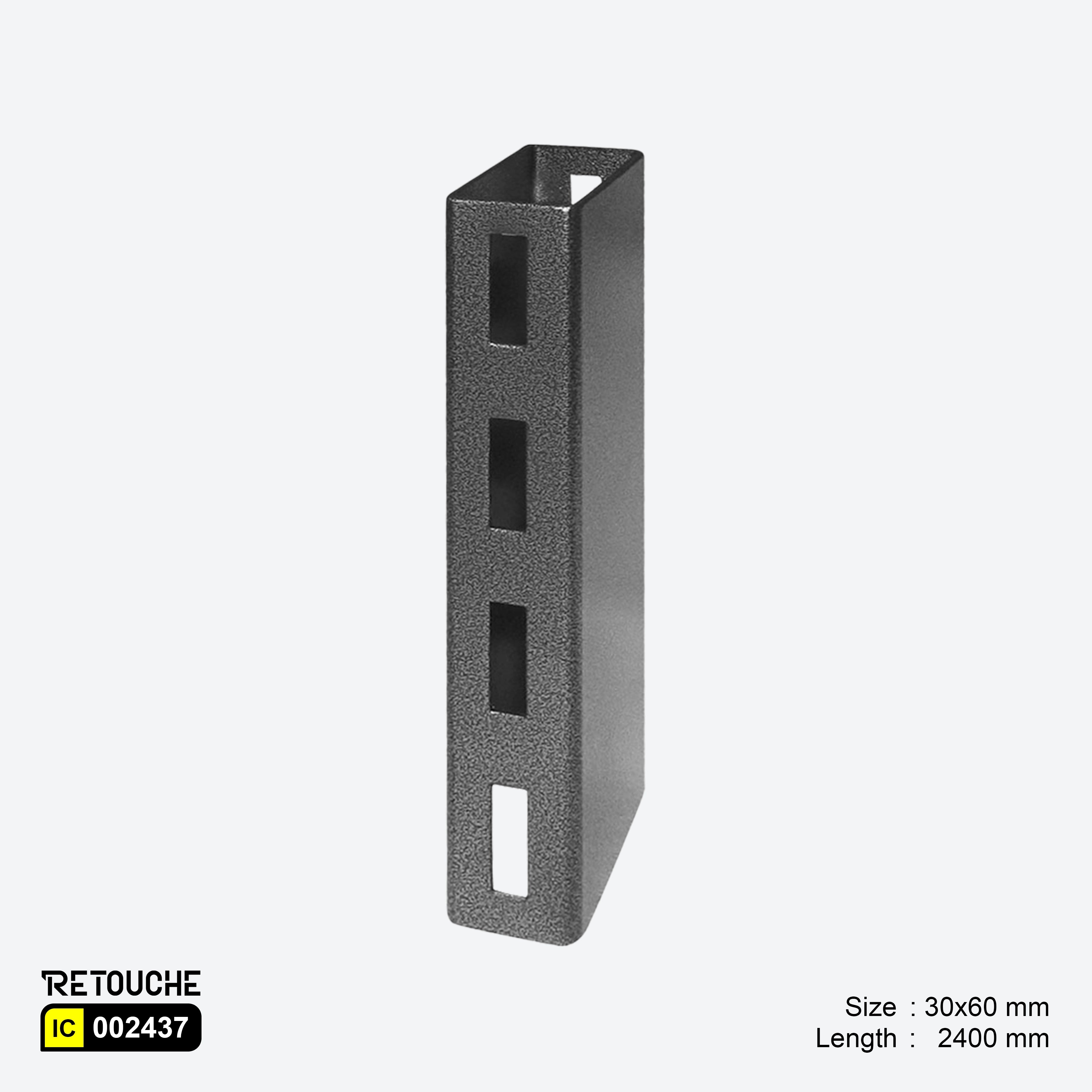Upright ( Double-Sided ) Single Slotted Rectangular Tube, Hammer Grey