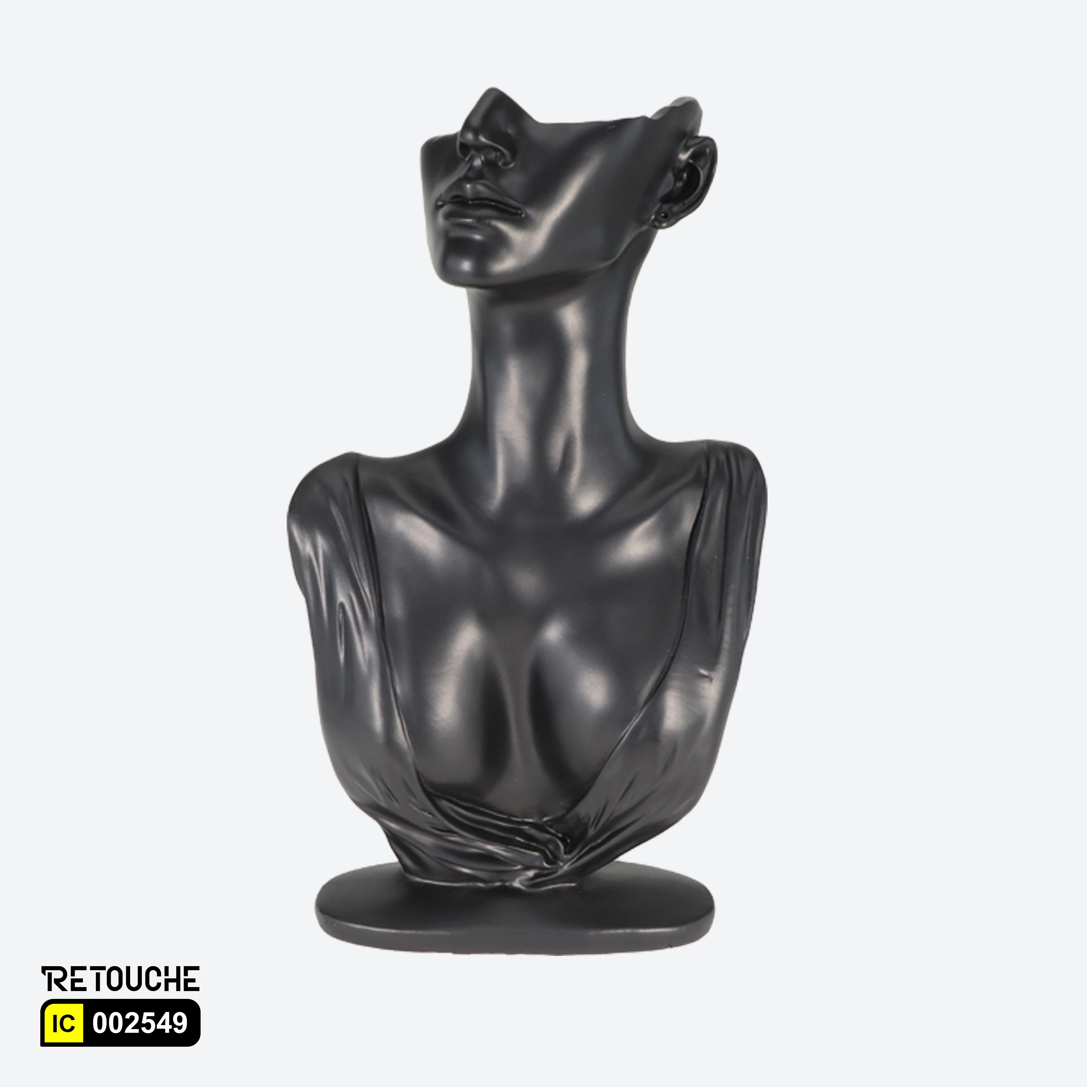 Female Mannequin Bust Jewelry Display, Black Color