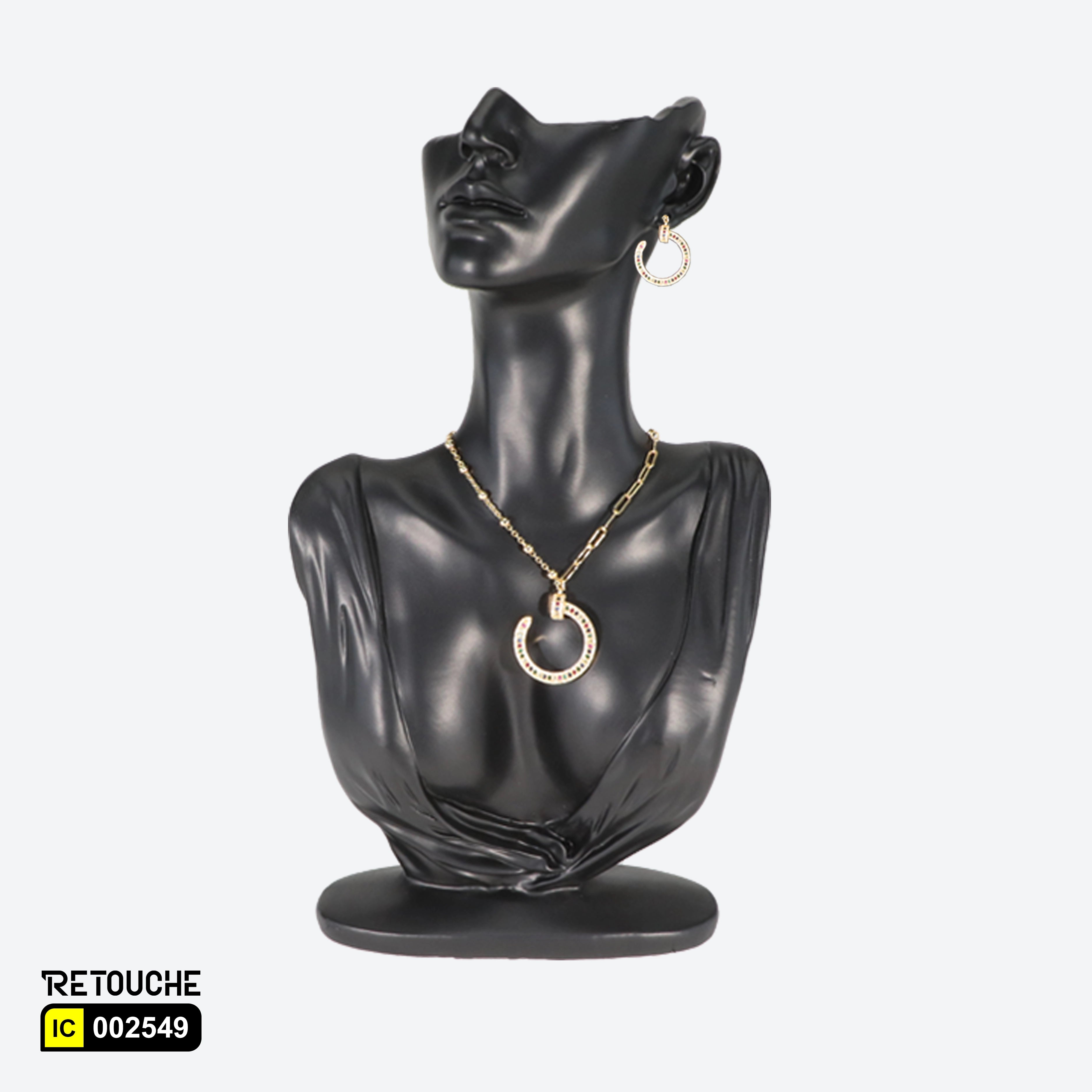 Female Mannequin Bust Jewelry Display, Black Color