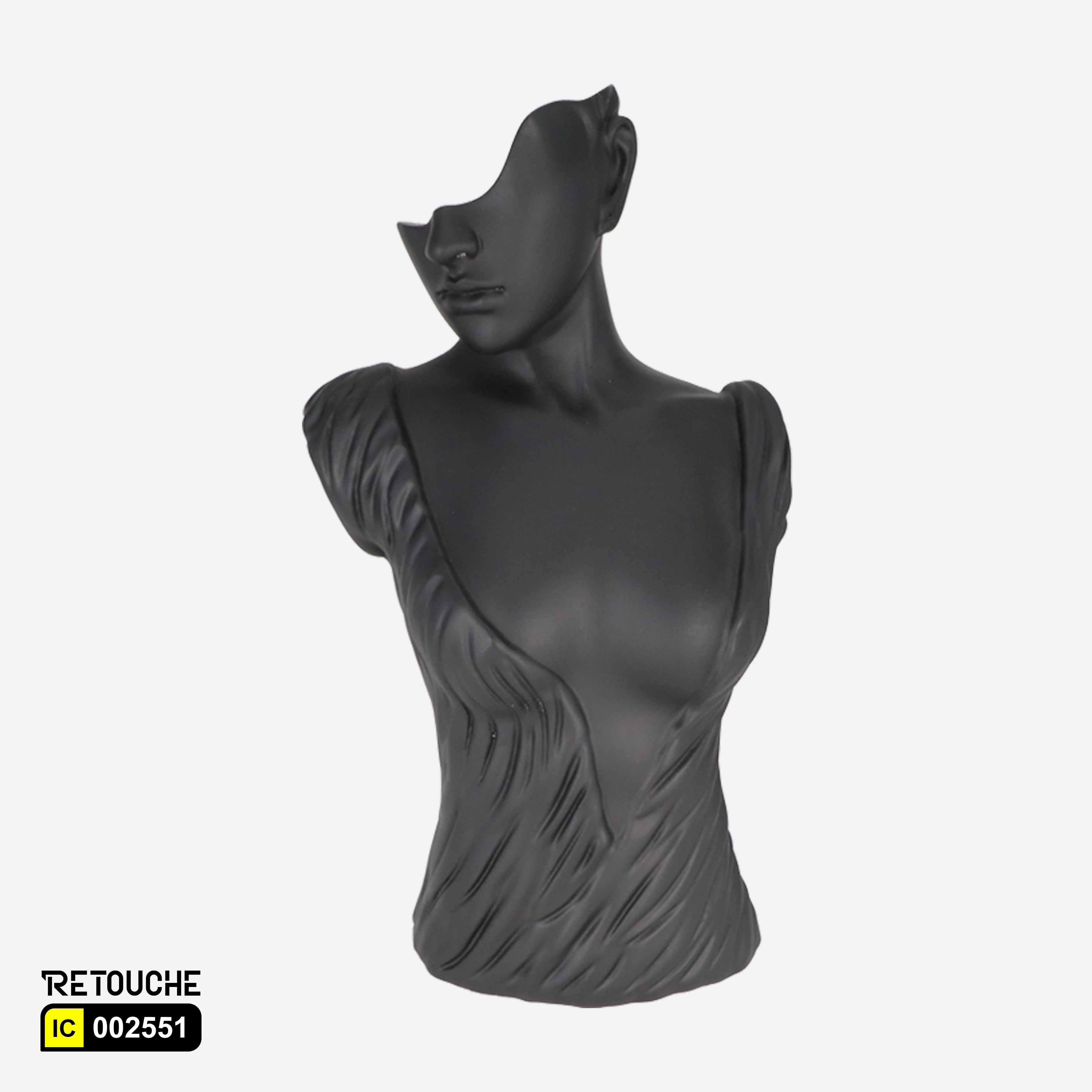 Female Mannequin Bust Jewelry Display, Black Color