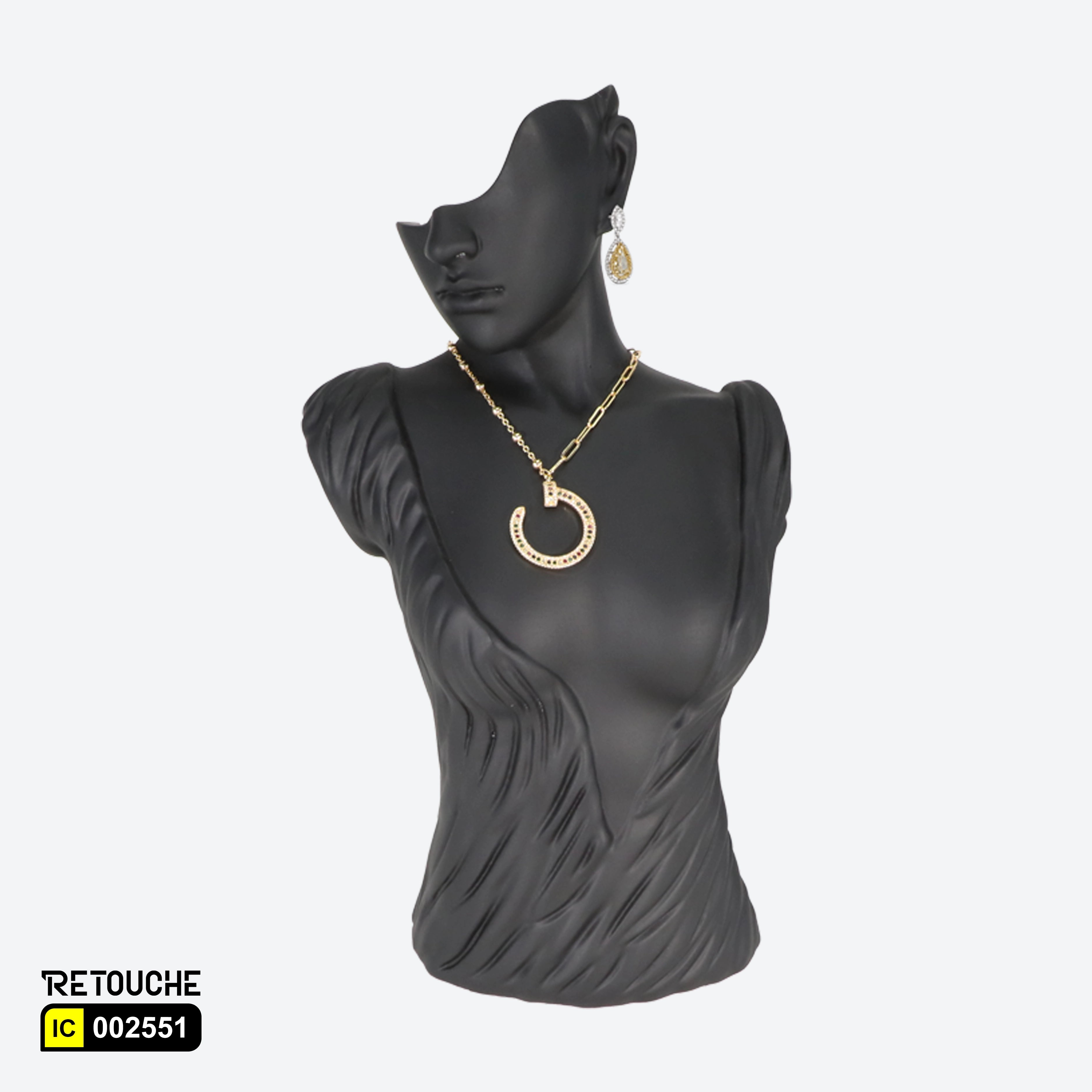 Female Mannequin Bust Jewelry Display, Black Color
