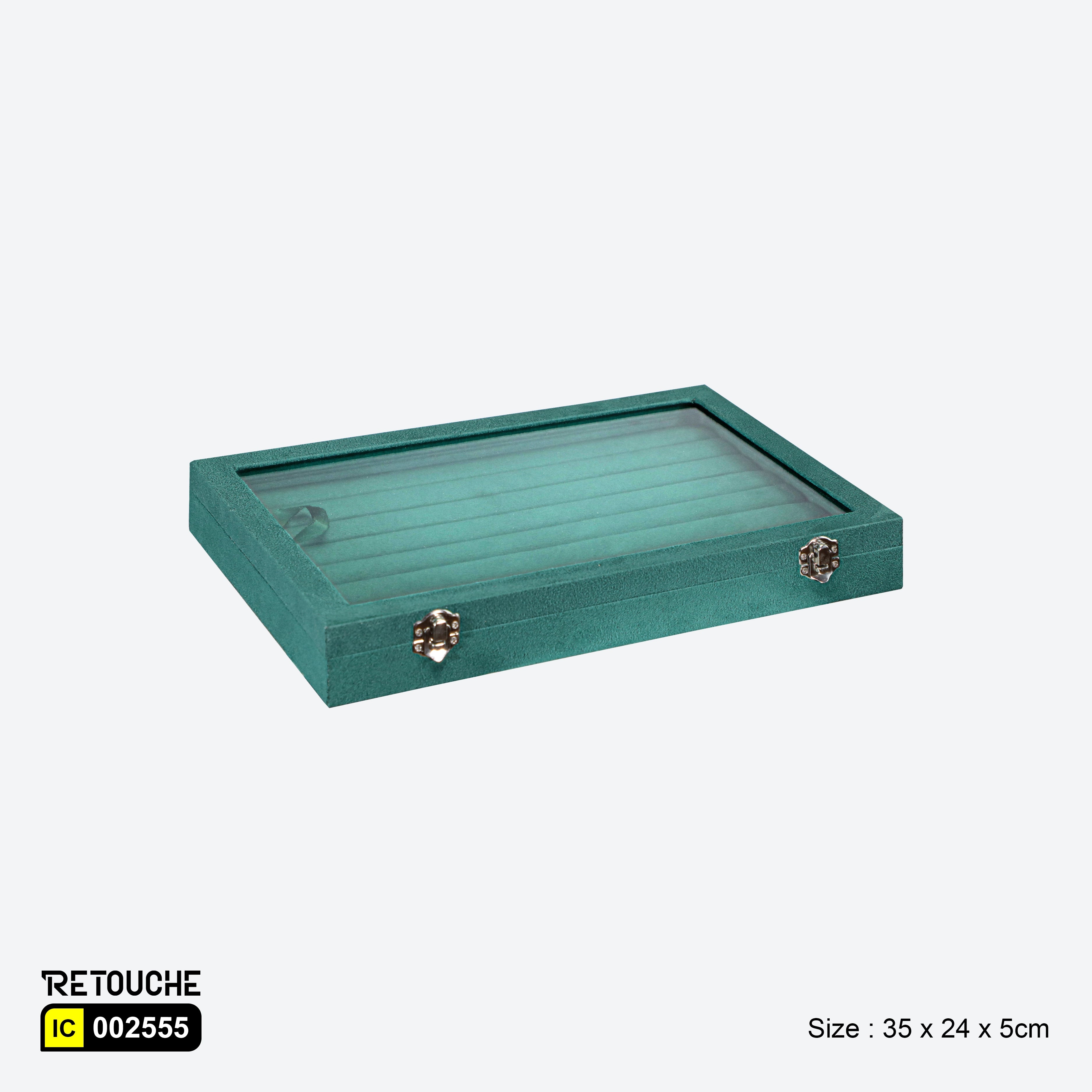 Jewelry Storage Box, Green Velvet
