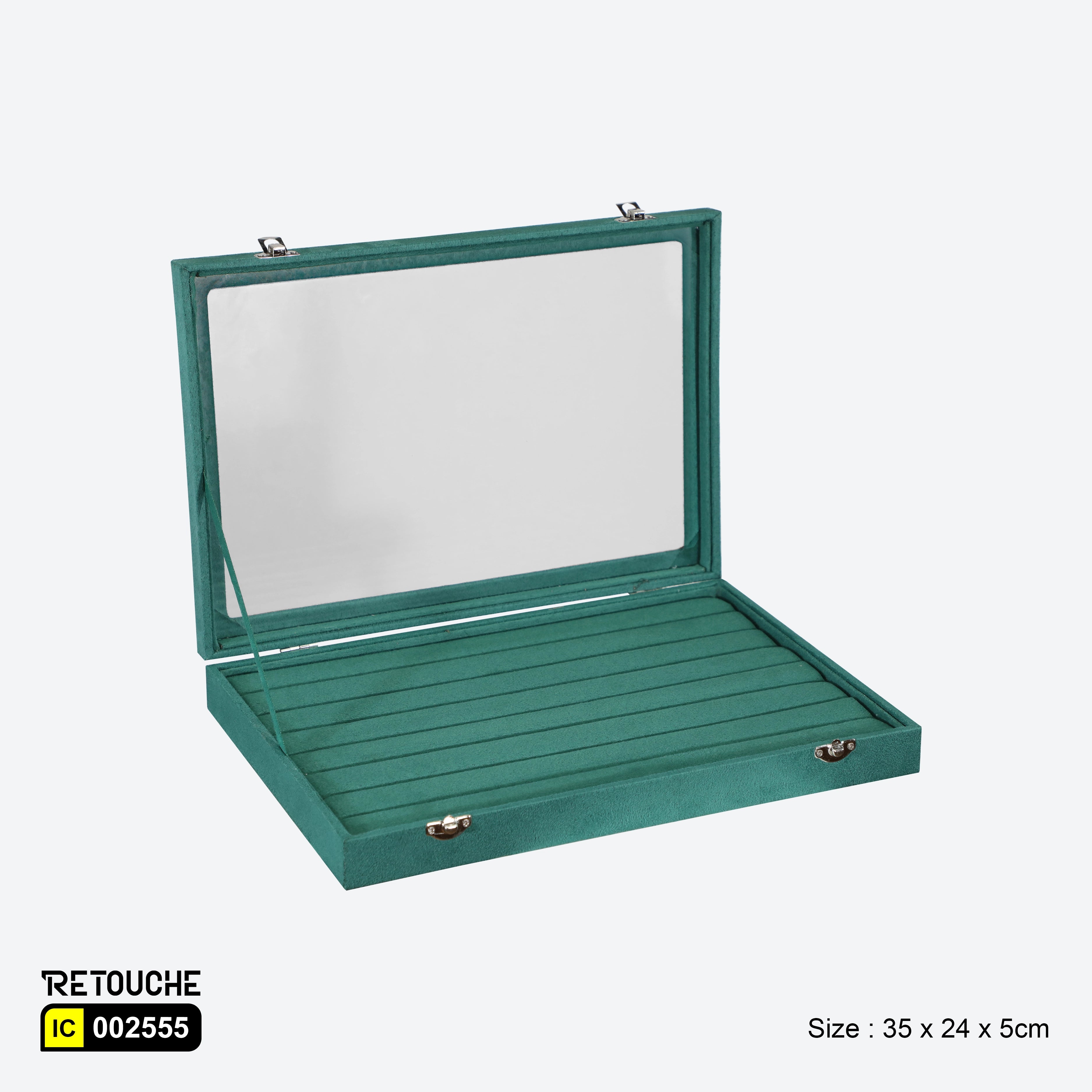 Jewelry Storage Box, Green Velvet