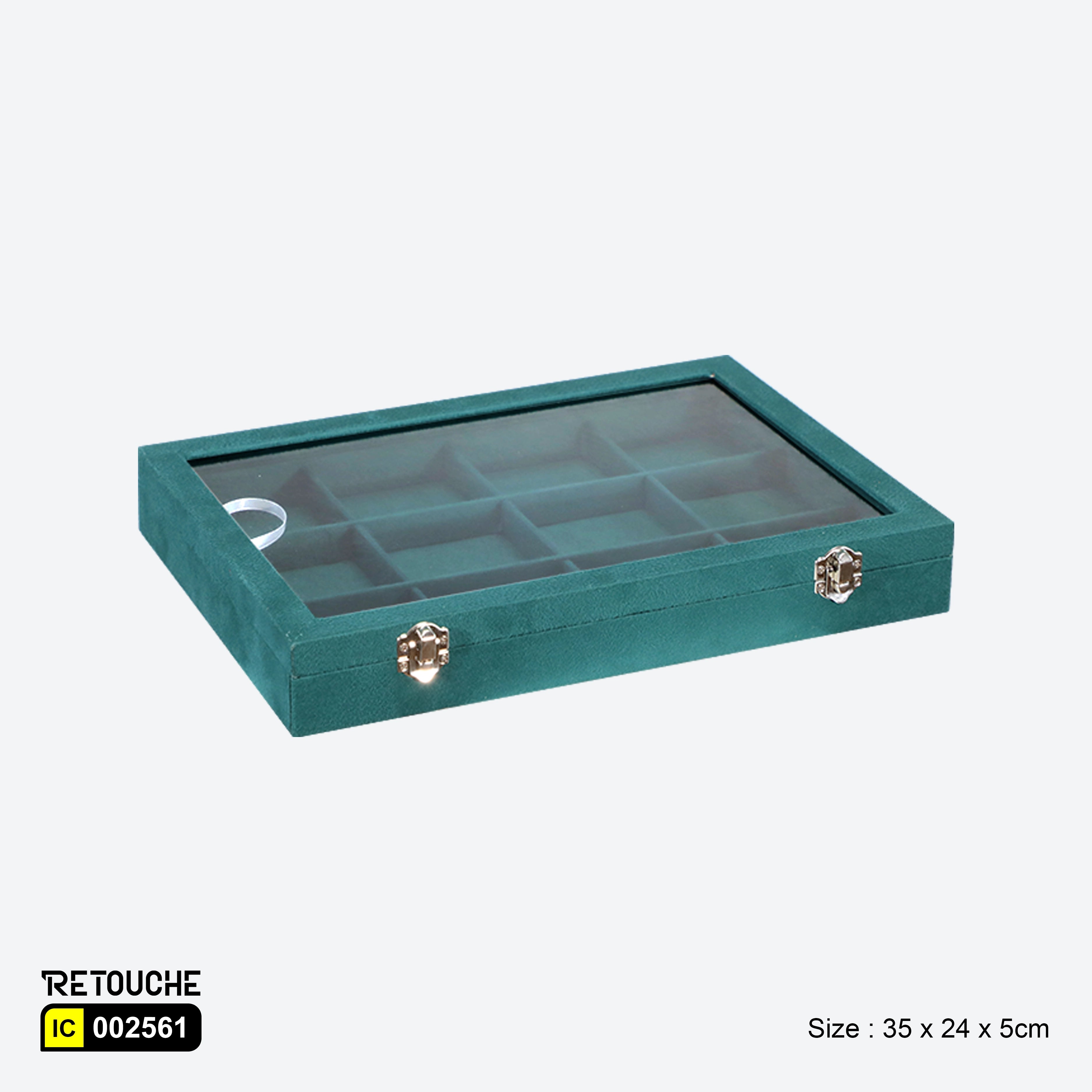 Jewelry Storage Box, Green Velvet