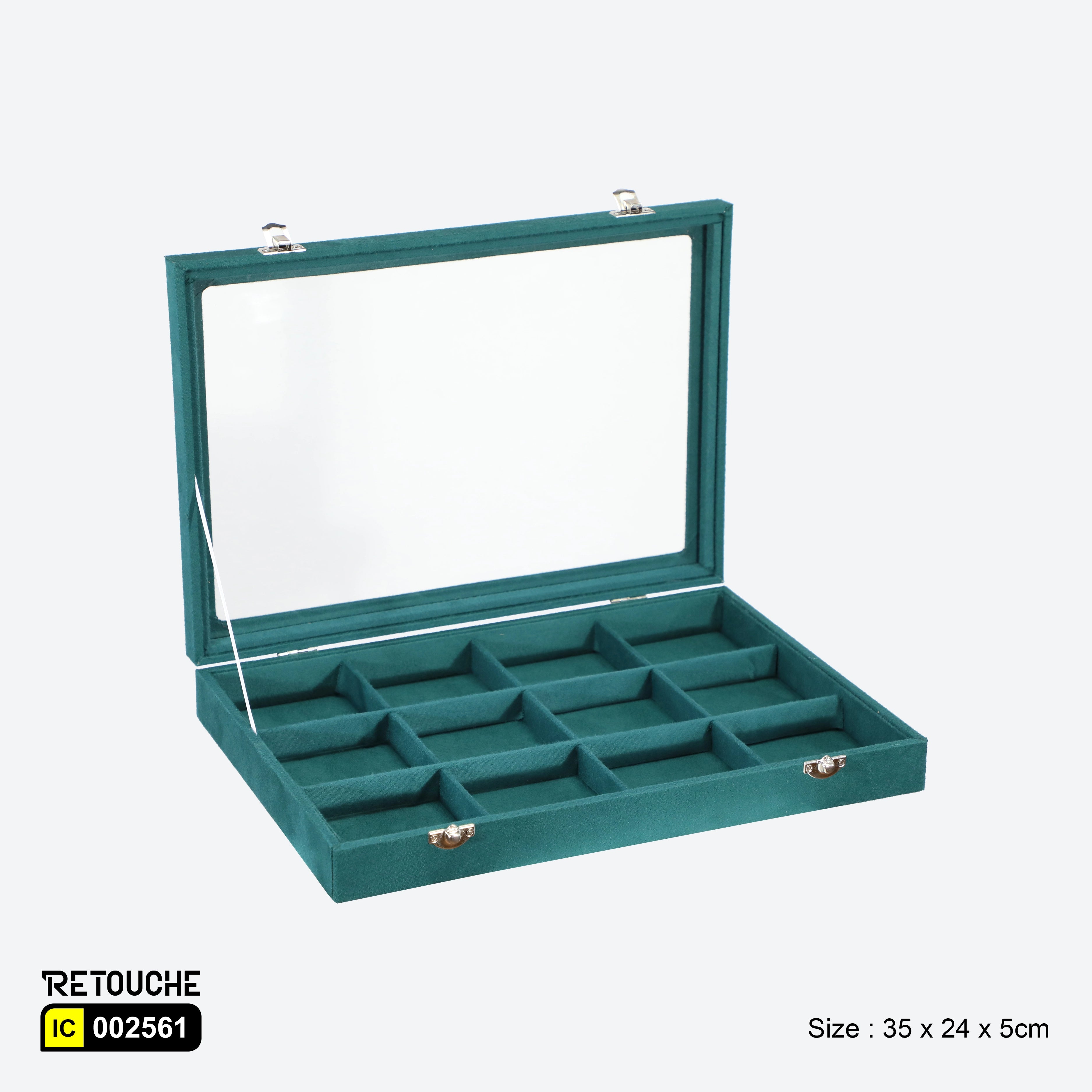 Jewelry Storage Box, Green Velvet