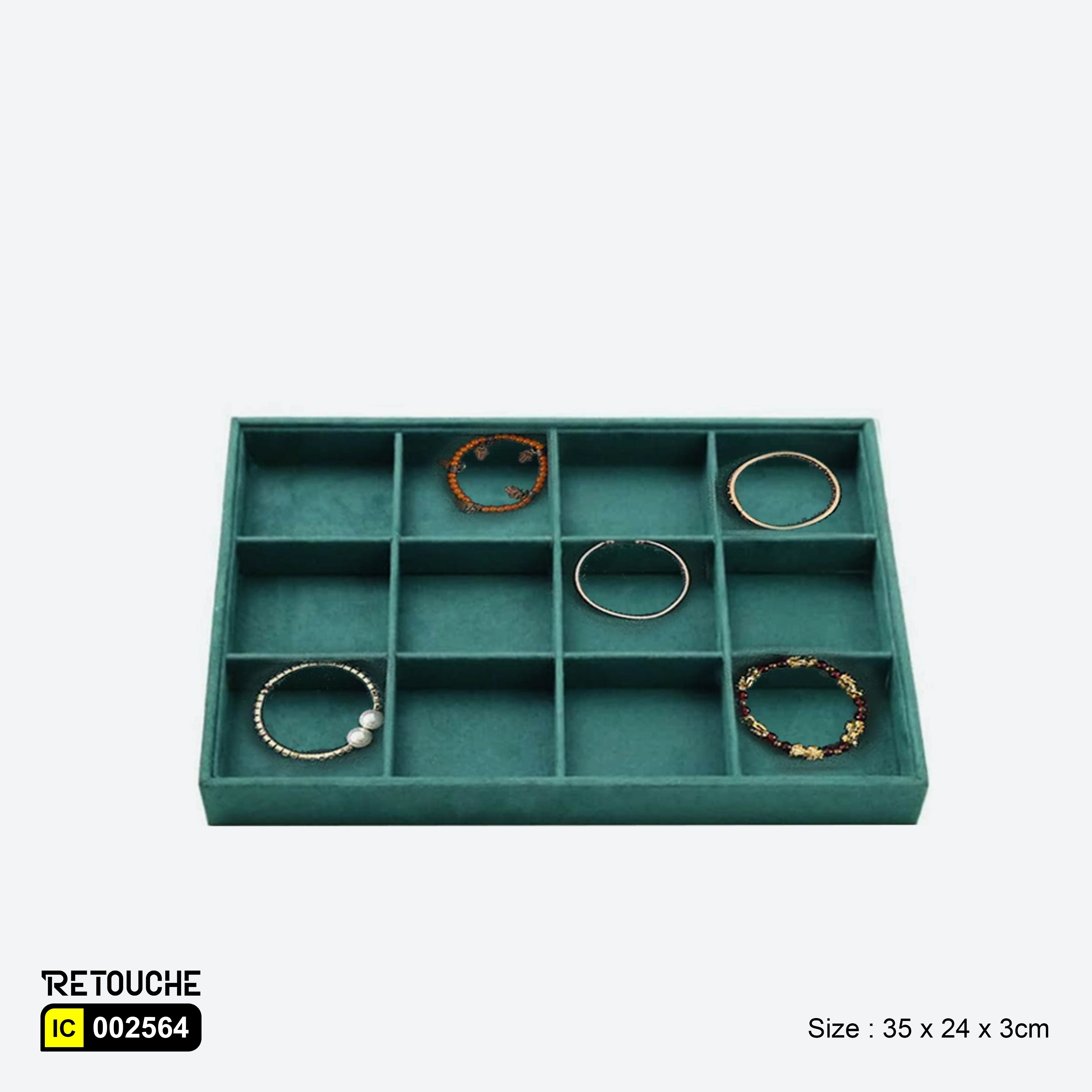 Jewelry Display Storage Tray , Green Velvet