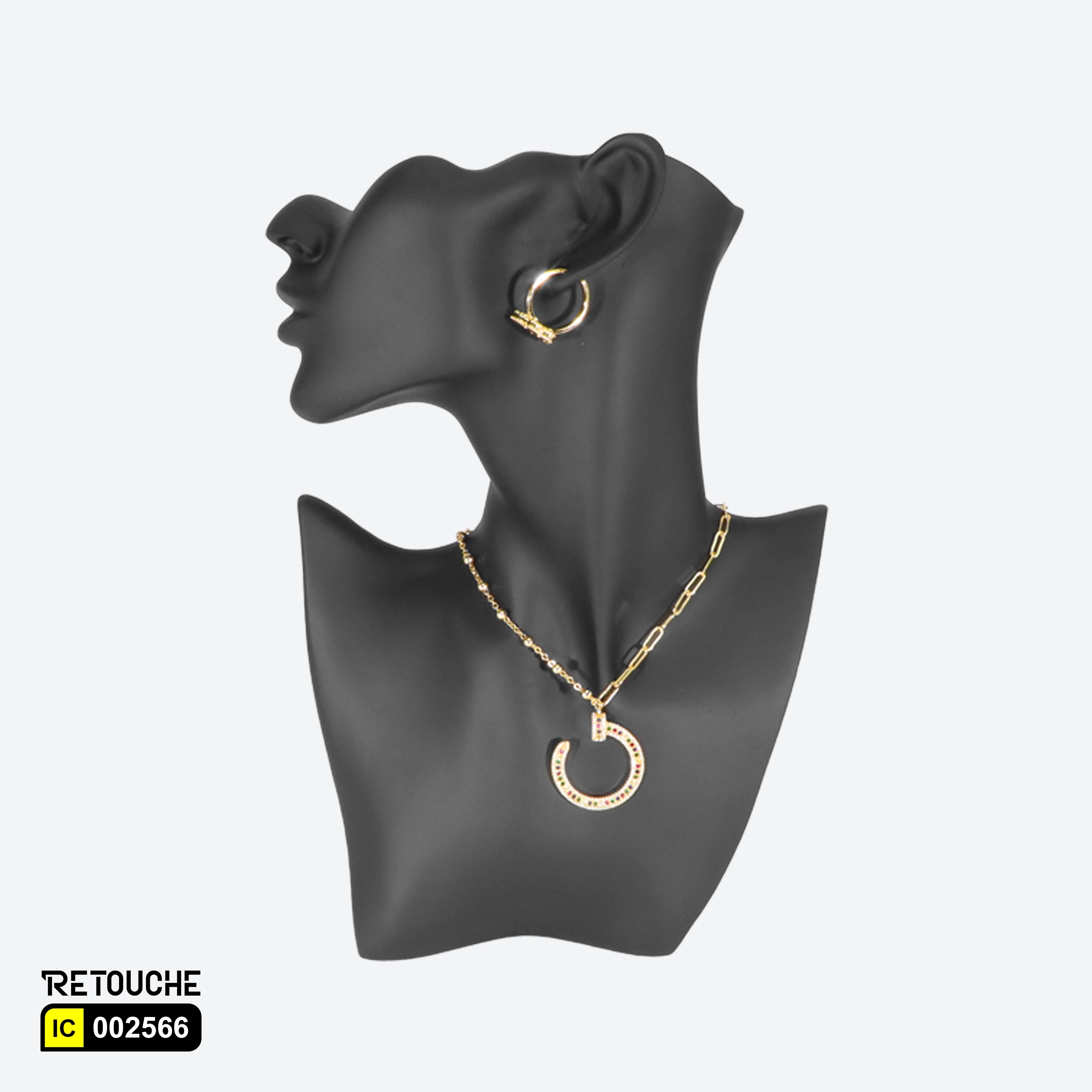 Female Jewelry Mannequin Bust Display, Black Color