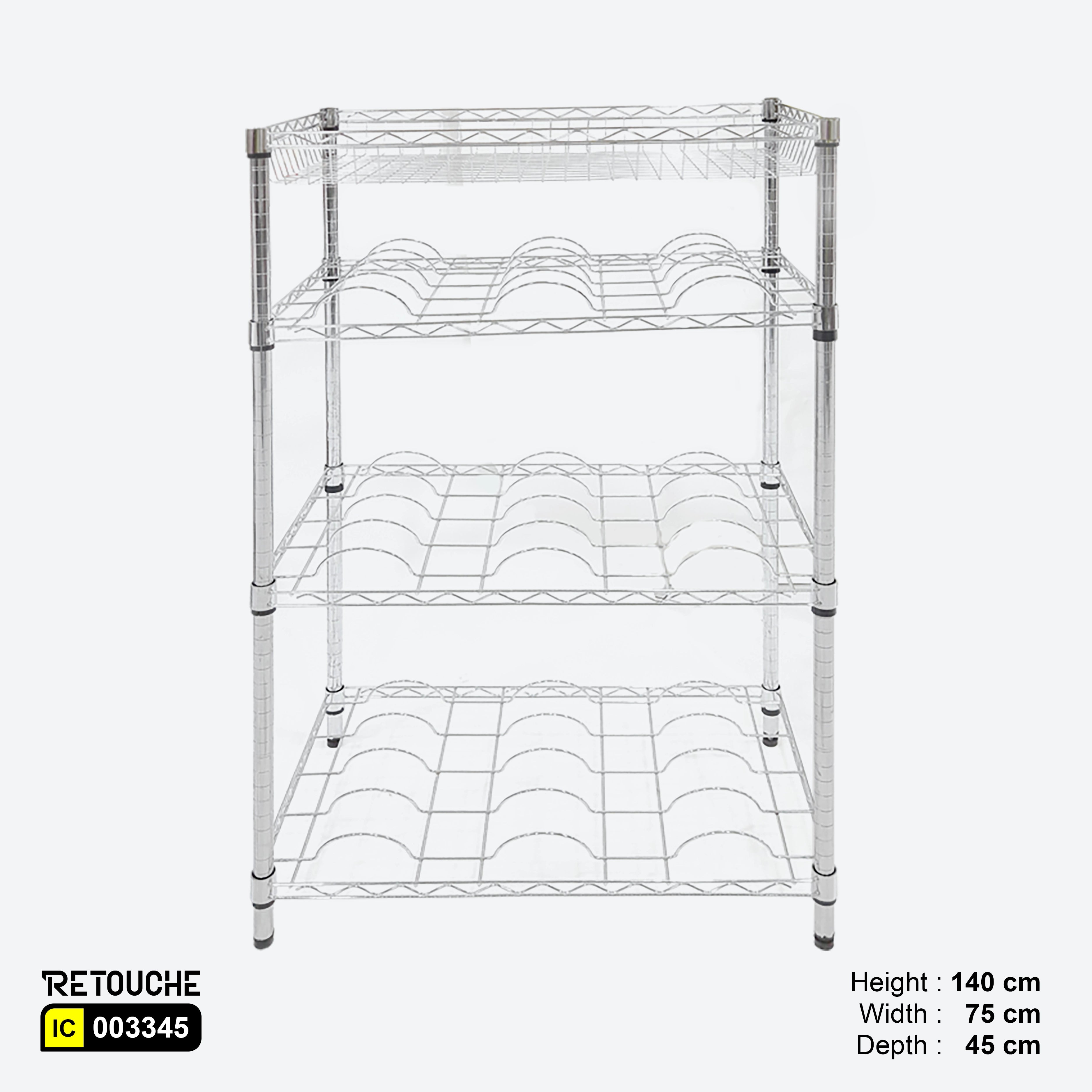 Metro Shelving System, 4 Tiers, Chrome