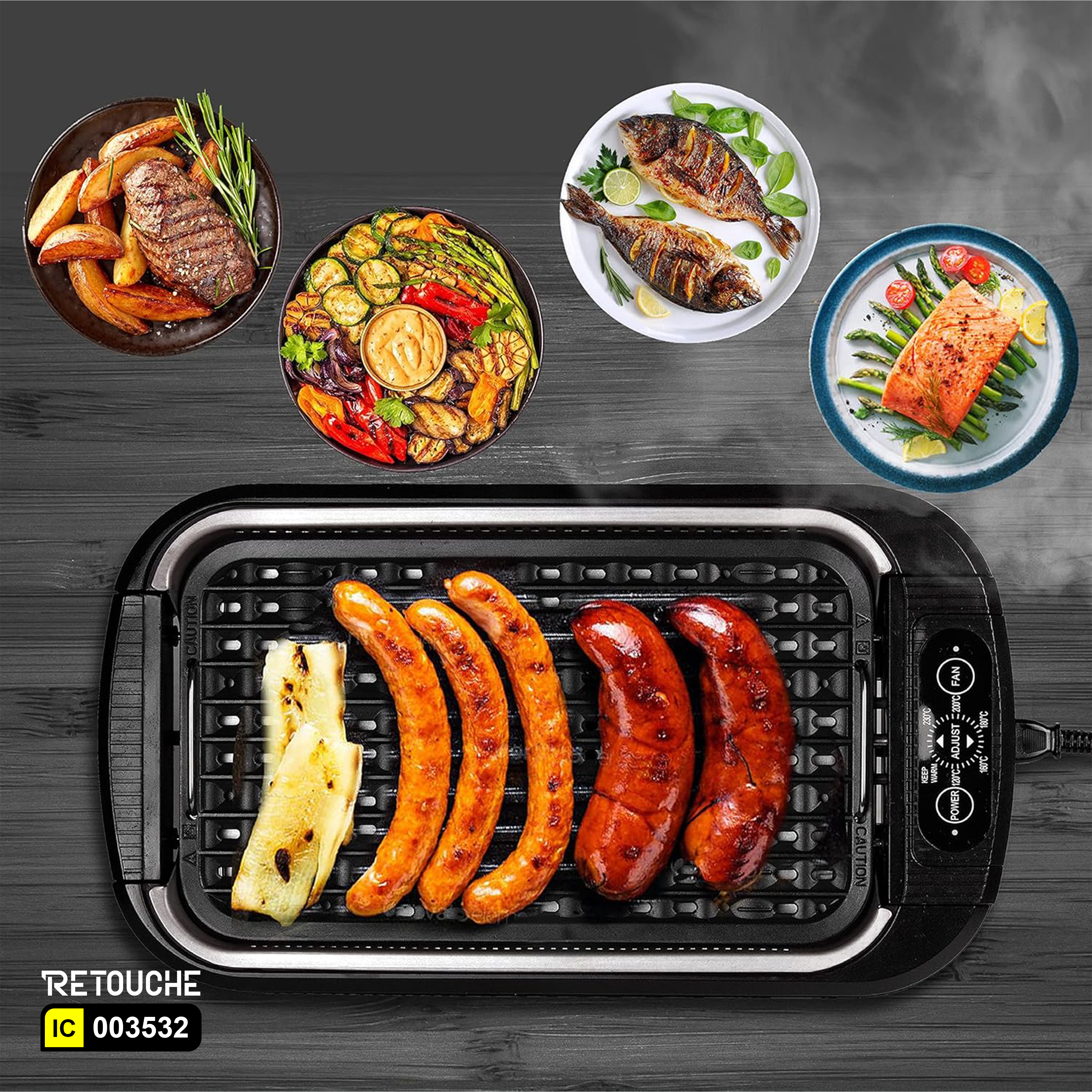 Smokeless indoor grill, Electric smokeless BBQ grill, Compact indoor grilling machine, Fast-heating electric grill, Easy-to-clean BBQ grill
Adjustable temperature grill, Non-stick smokeless grill, Turbo smoke extractor grill, Portable electric barbecue grill, Dishwasher-safe grill parts
