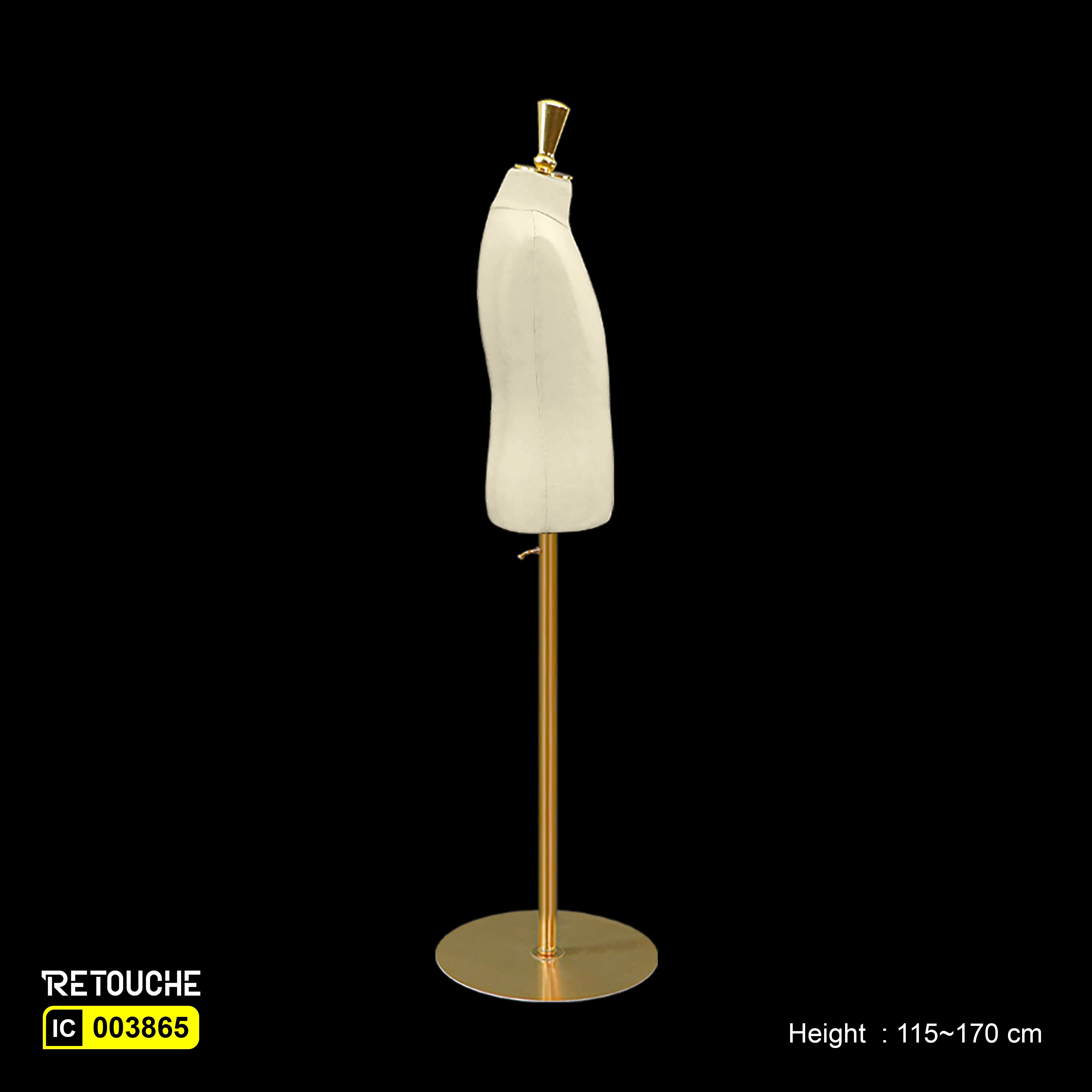 Kids - Children Mannequin, Adjustable Height, Torso on Gold Pole and Base