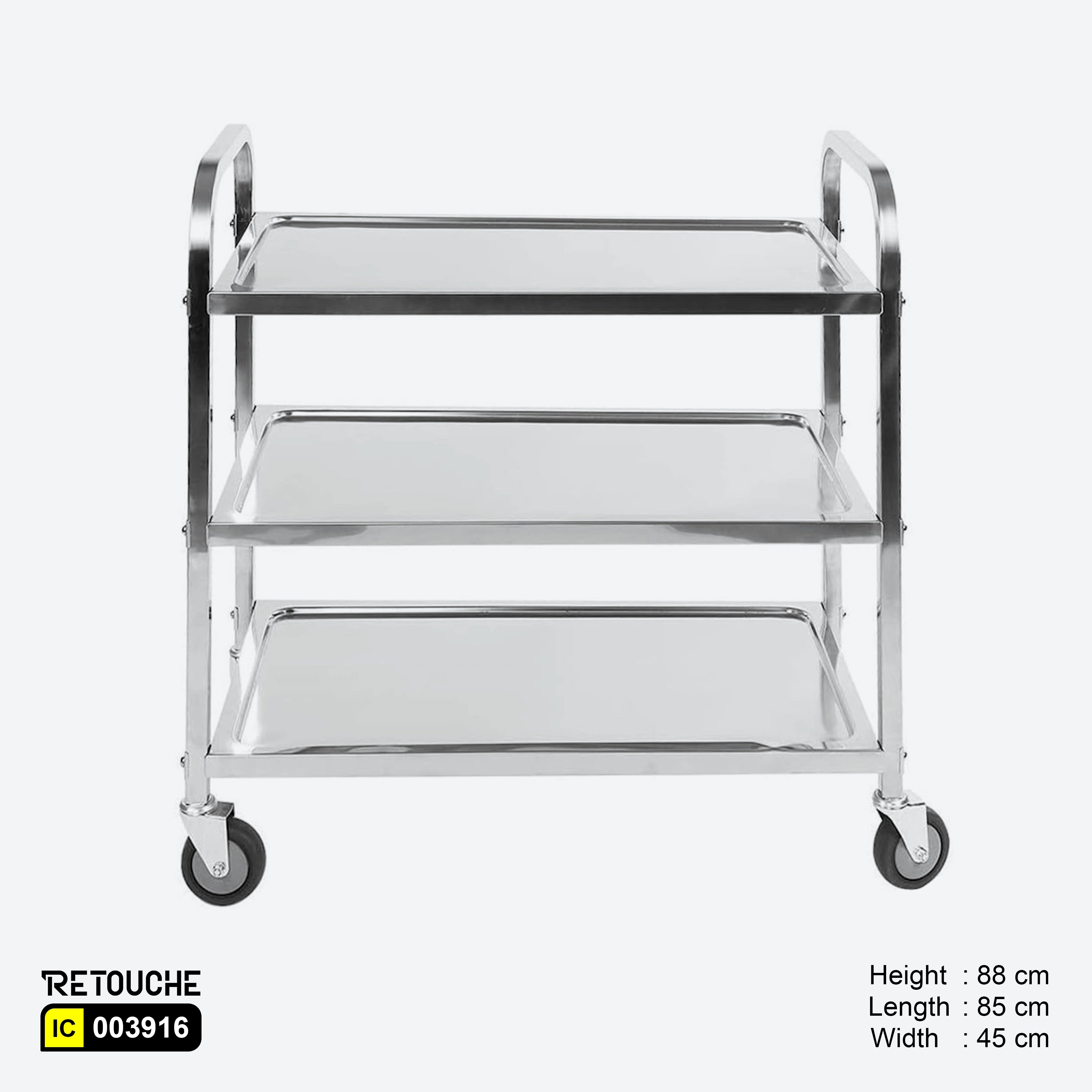Serving Trolley, 3-tier, Stainless Steel