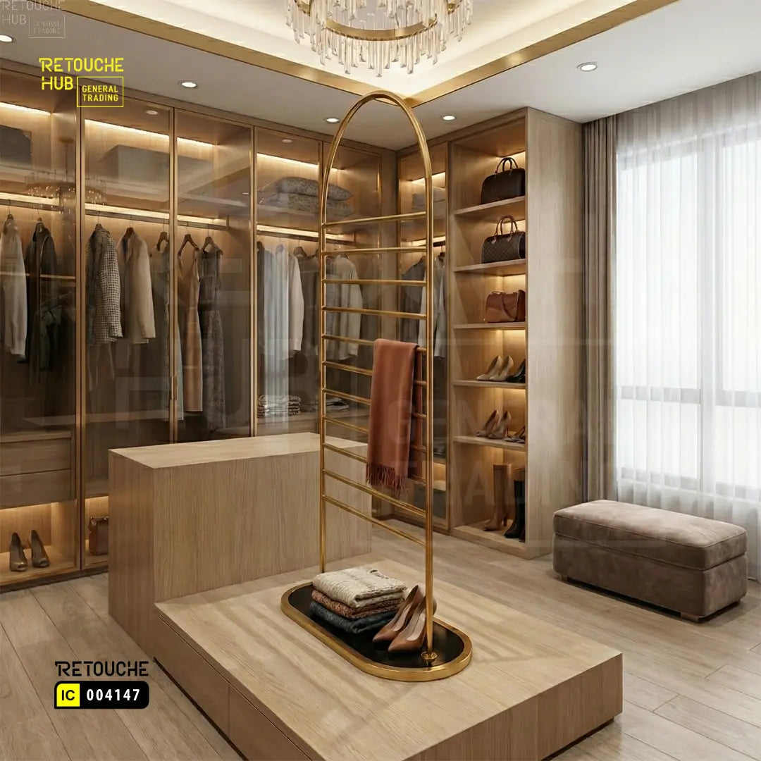 Scarf & Hijab Display Stand | Gold - Black