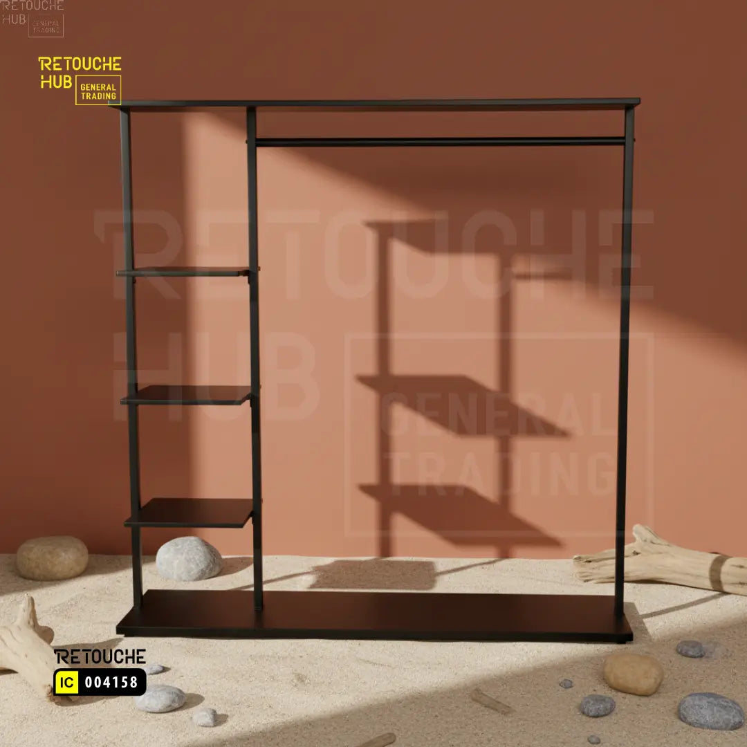 Modern Open Wardrobe  with Side Shelves and Hanging Rail