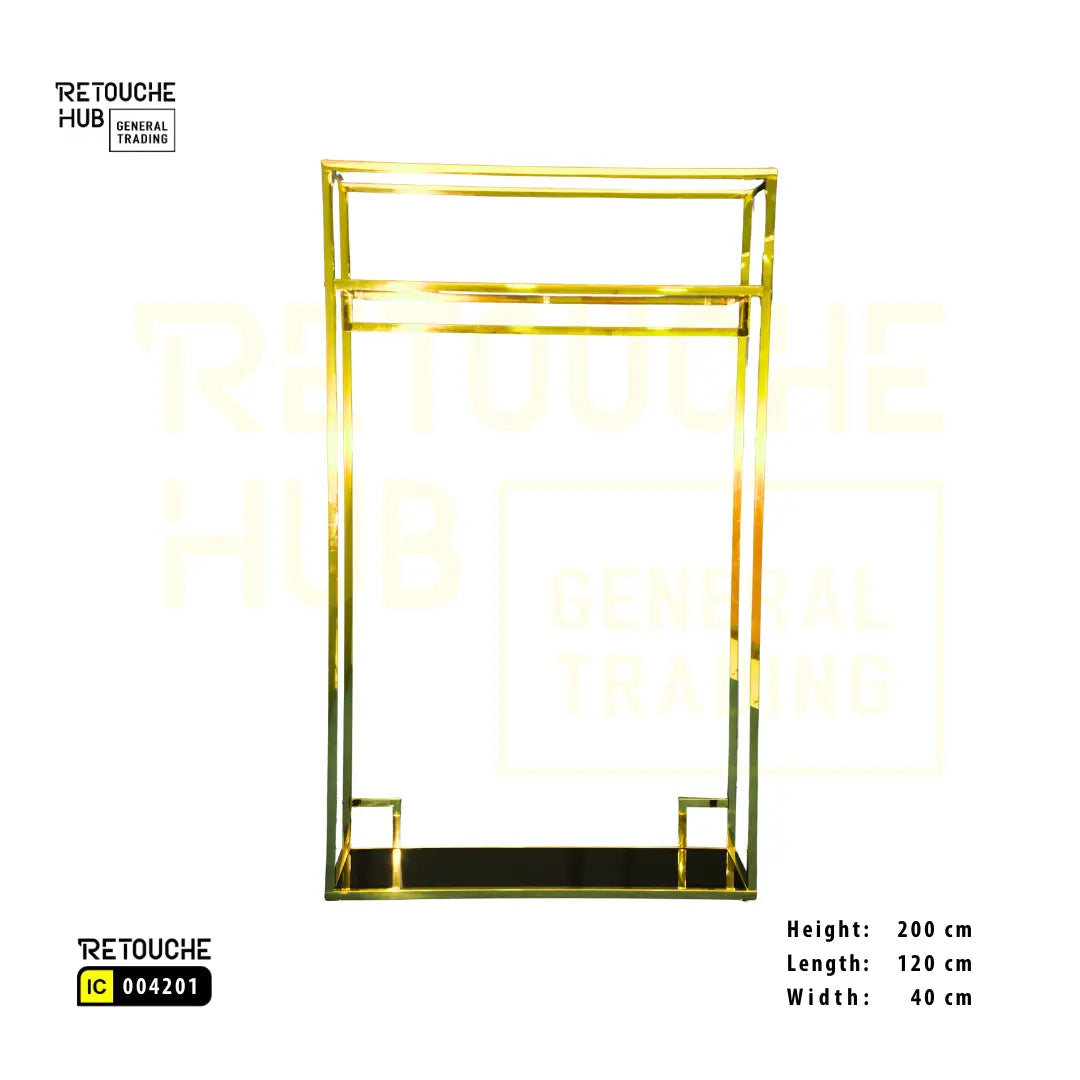 Clothes Stand | Gold Metal with Black Shelf | Modern & Durable