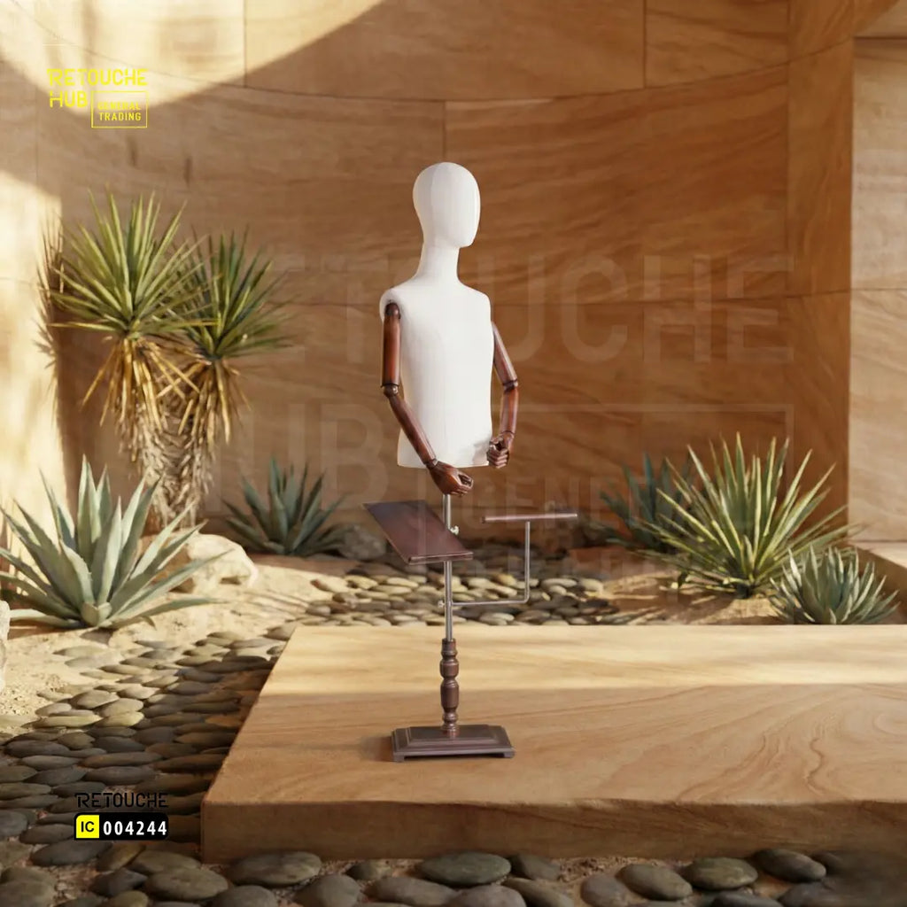 Fashion Male mannequin body half length model suit, trousers, bracket, display clothing store wood base Adjustable with head