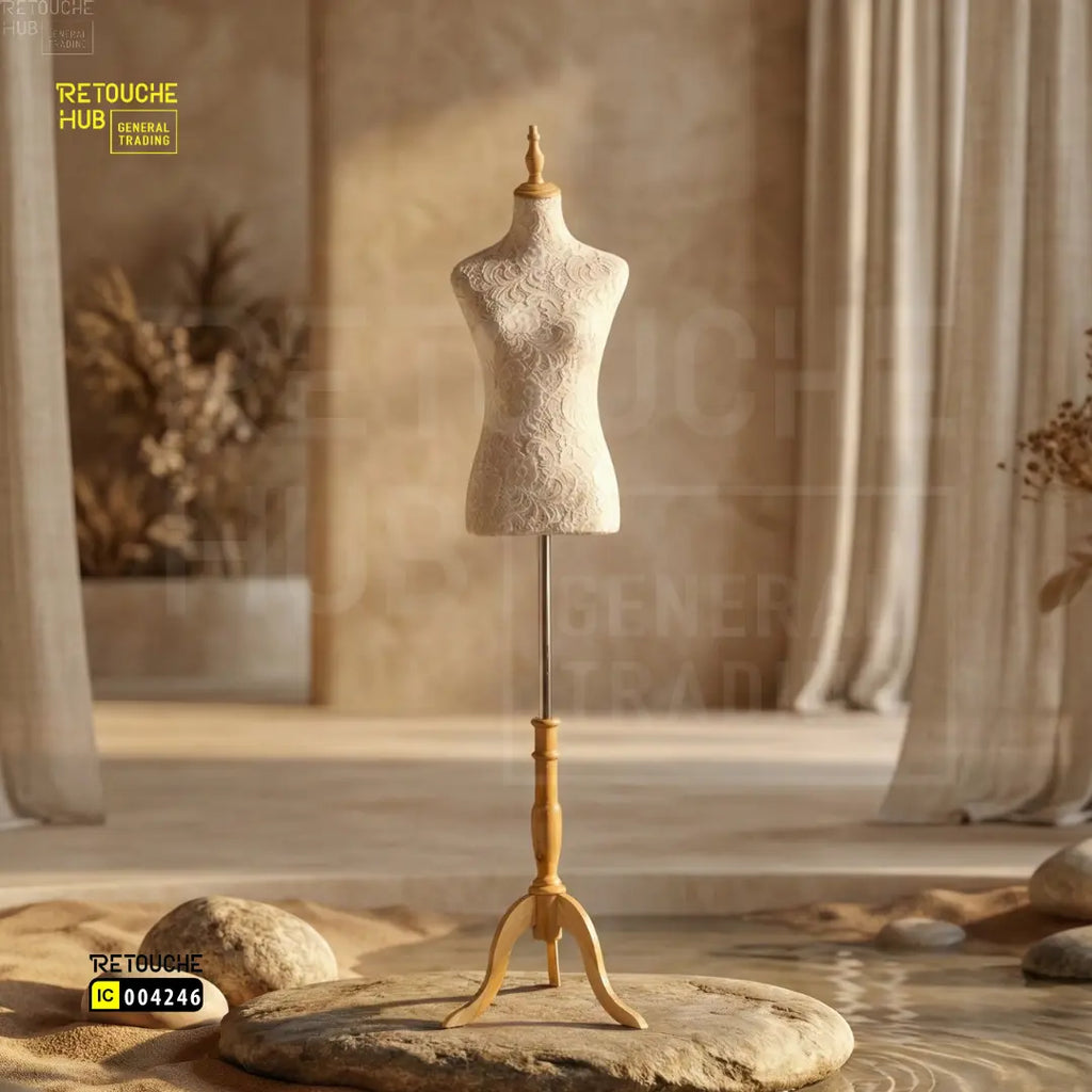 Female Mannequin, Bust, Half-Body on Tripod, Gold White
