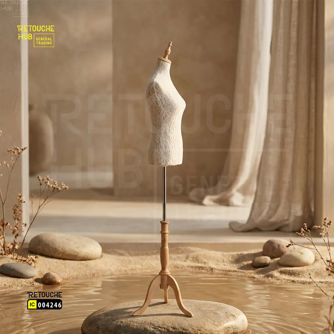 Female Mannequin, Bust, Half-Body on Tripod, Gold White