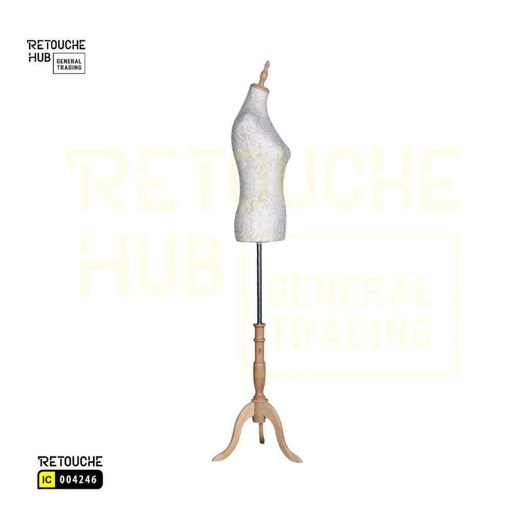 Female Mannequin, Bust, Half-Body on Tripod, Gold White