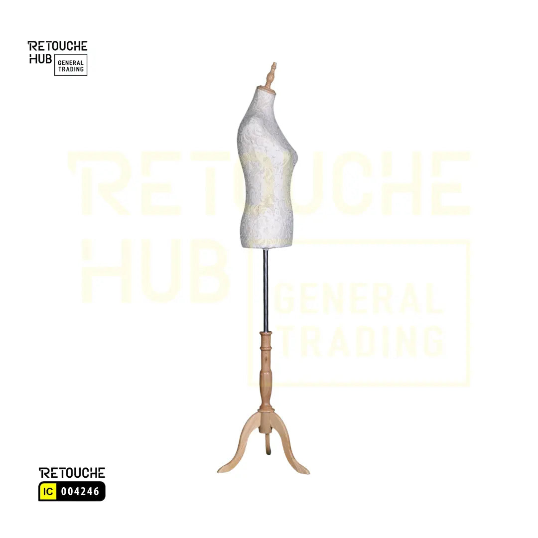 Female Mannequin, Bust, Half-Body on Tripod, Gold White