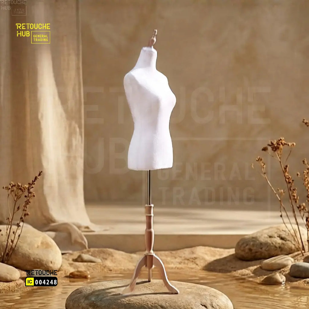 Female Mannequin, Bust, Half-Body on Tripod, Beige