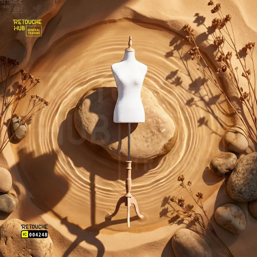 Female Mannequin, Bust, Half-Body on Tripod, Beige