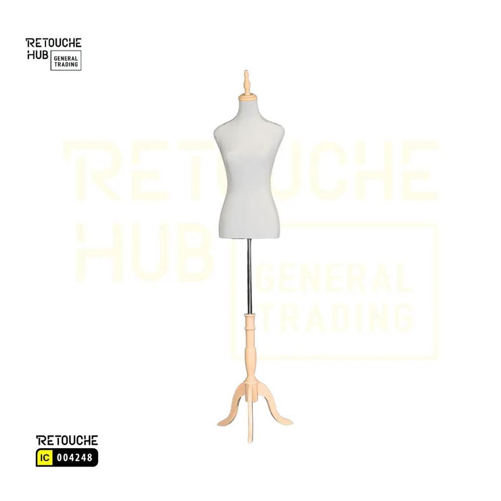 Female Mannequin, Bust, Half-Body on Tripod, Beige