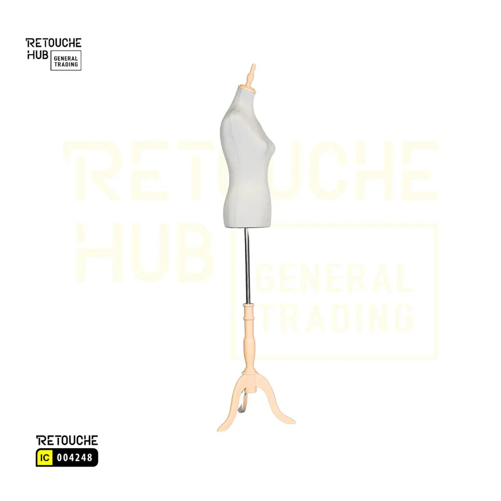 Female Mannequin, Bust, Half-Body on Tripod, Beige