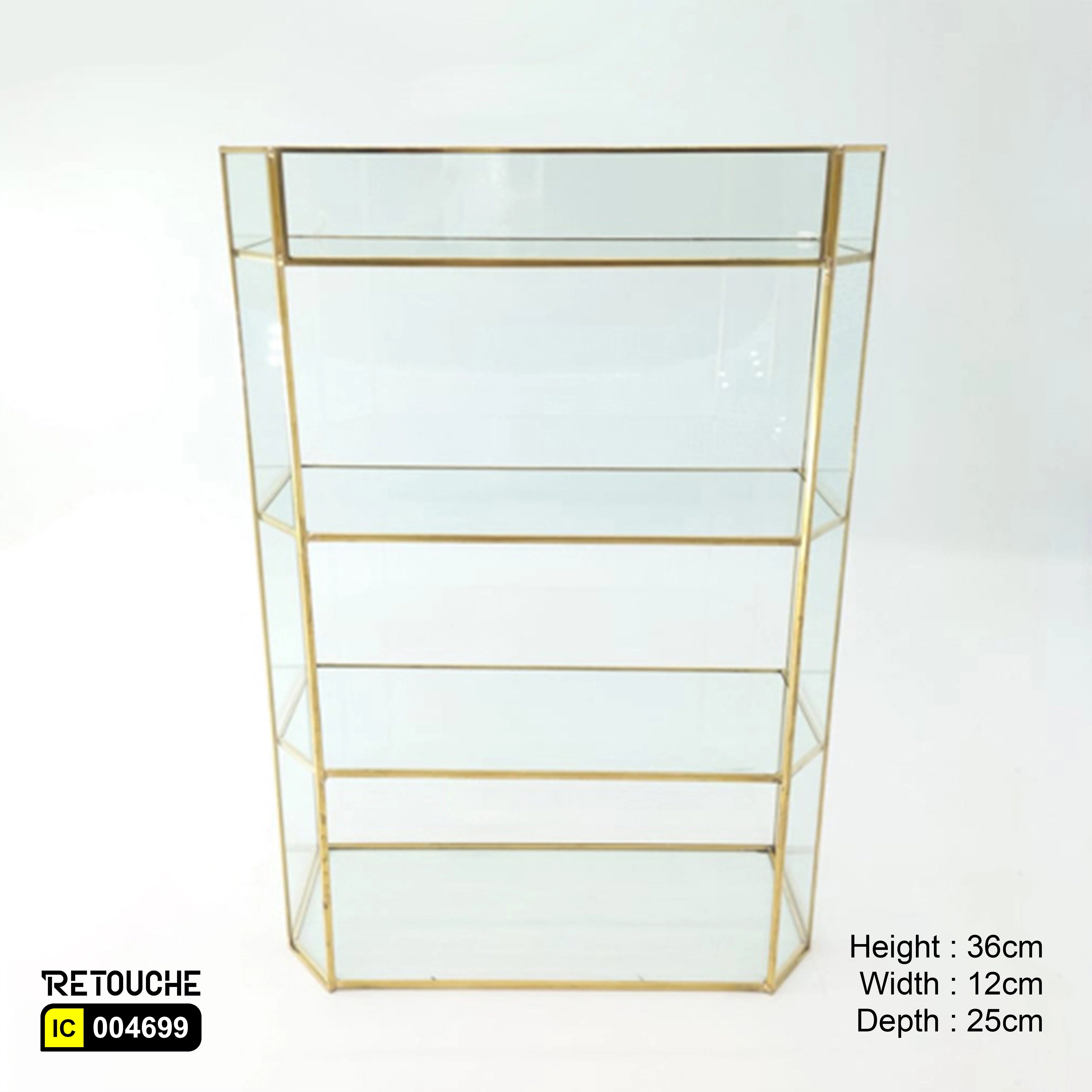 Jewlery Glass Display with Gold Frame