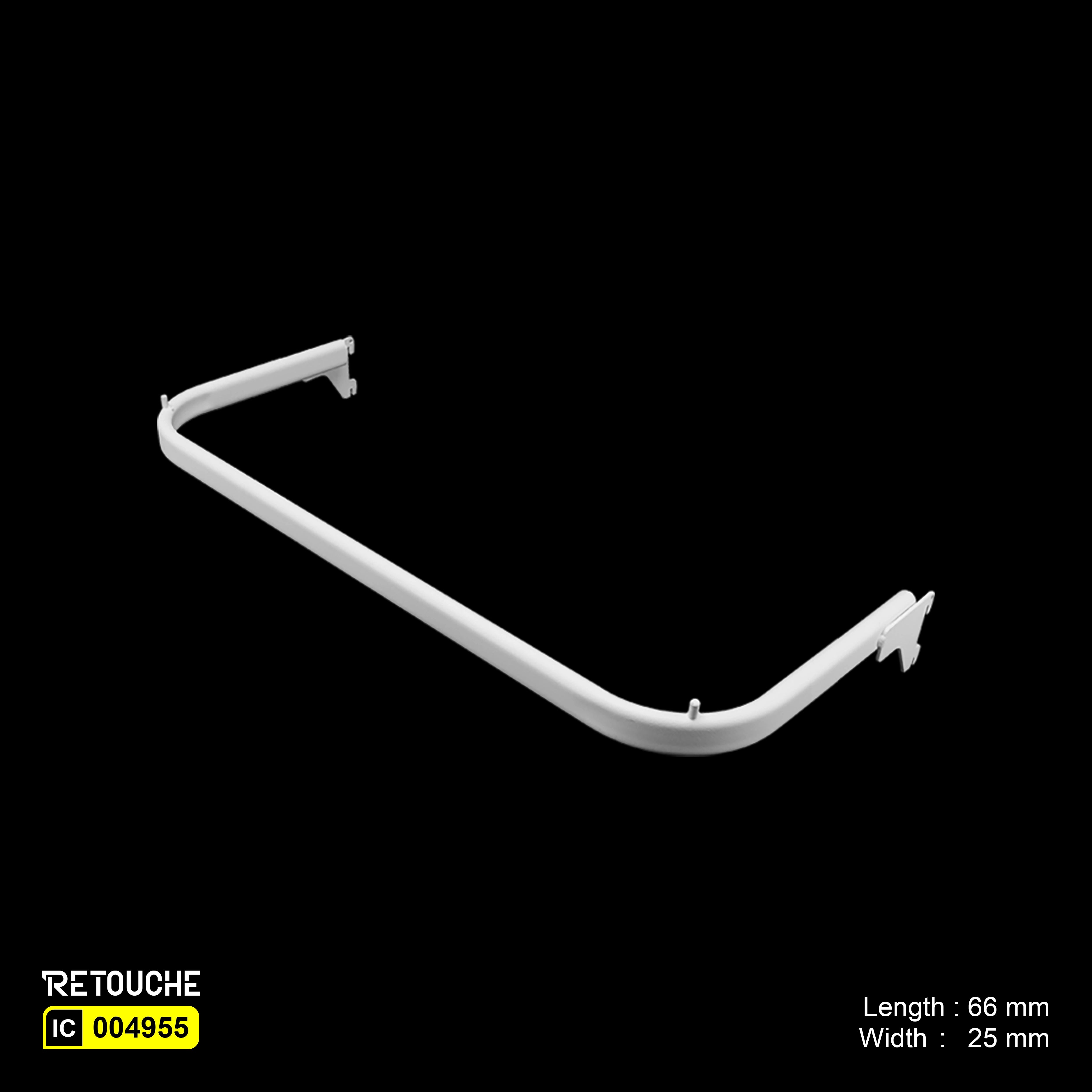U-Shaped Oval Tube Bar for Upright System, with 2 Pins, Metal, White