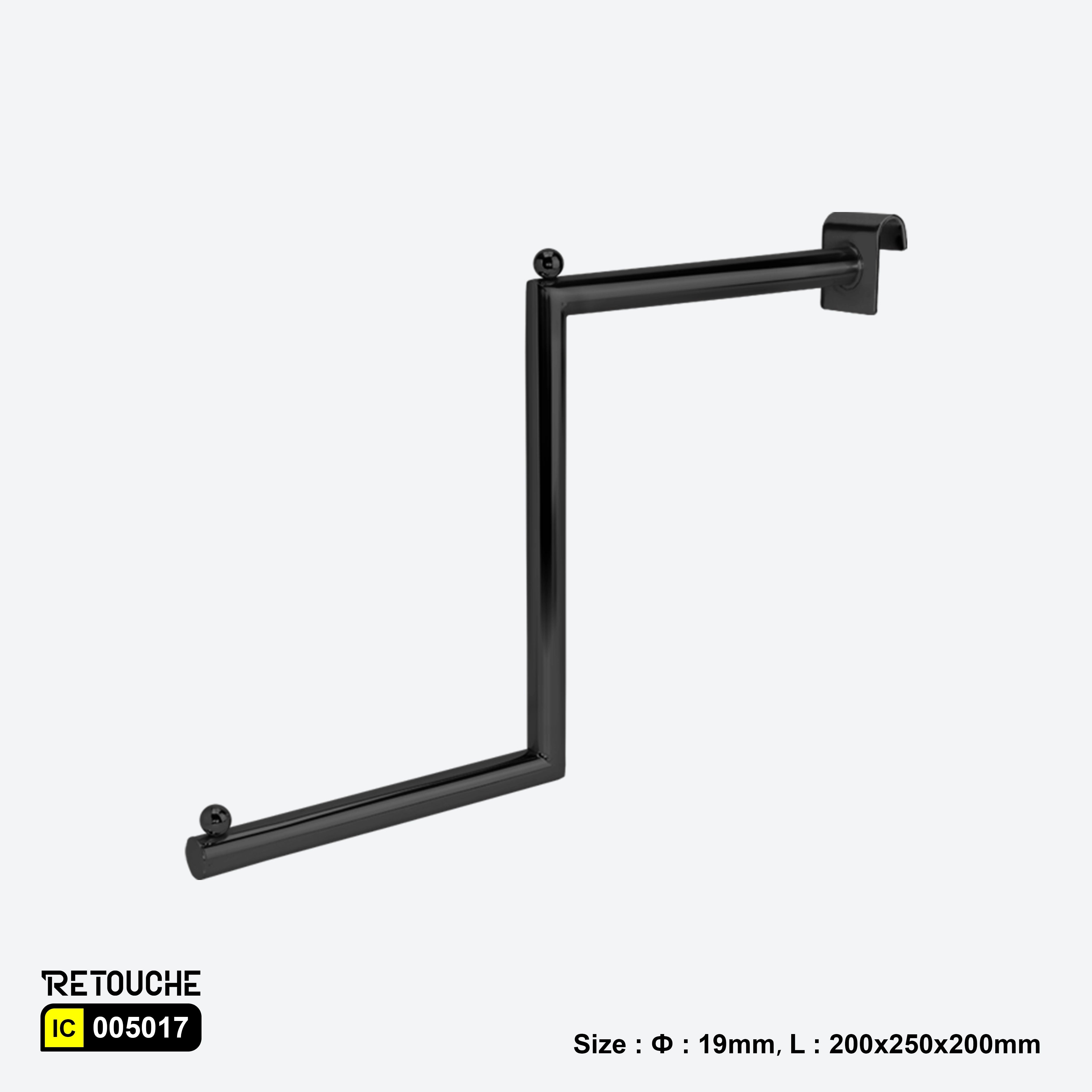 Stepped Display Hook for Oval Crossbar, with Beads, Metal
