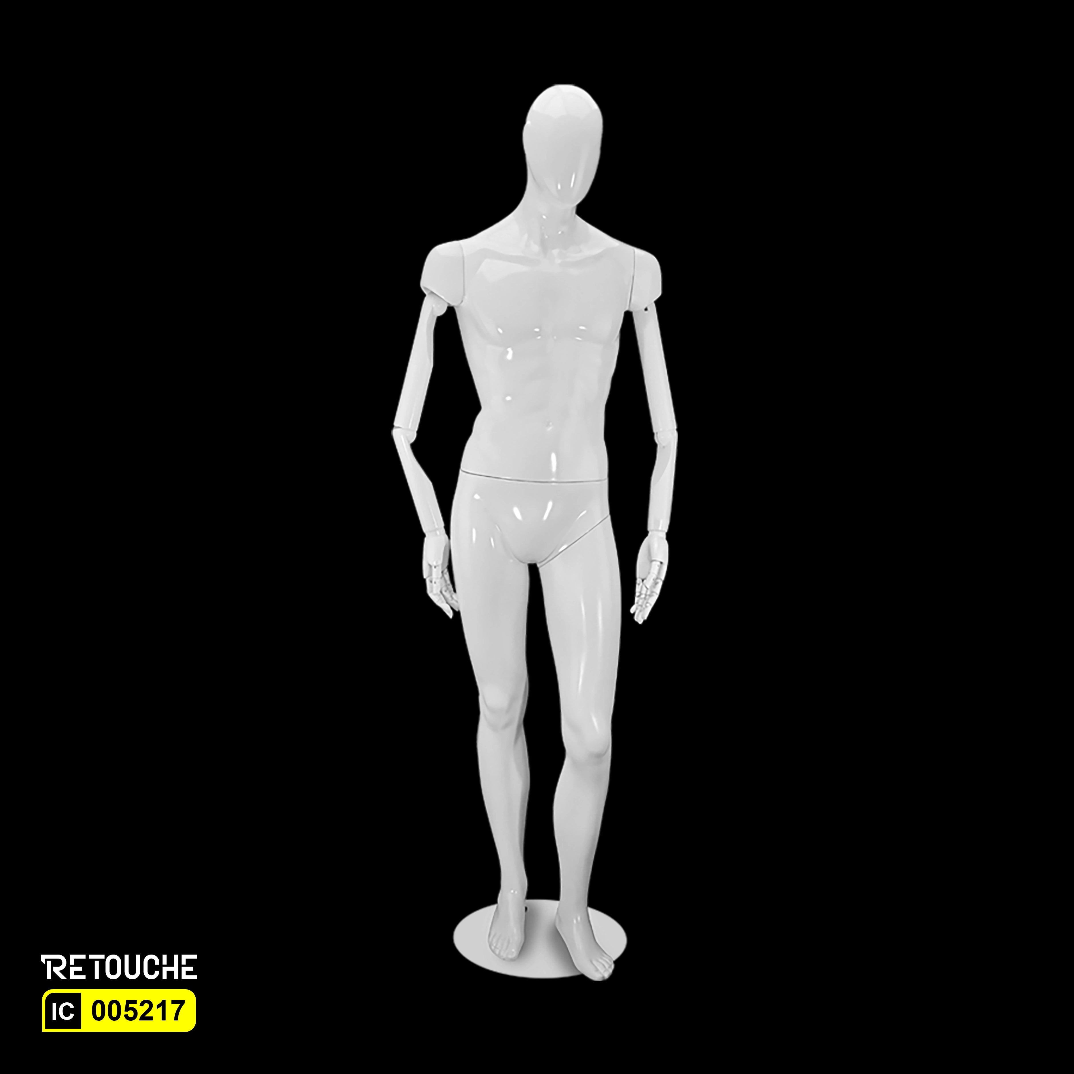 Male Mannequin, Full Body, Egg Face, Glossy White Color