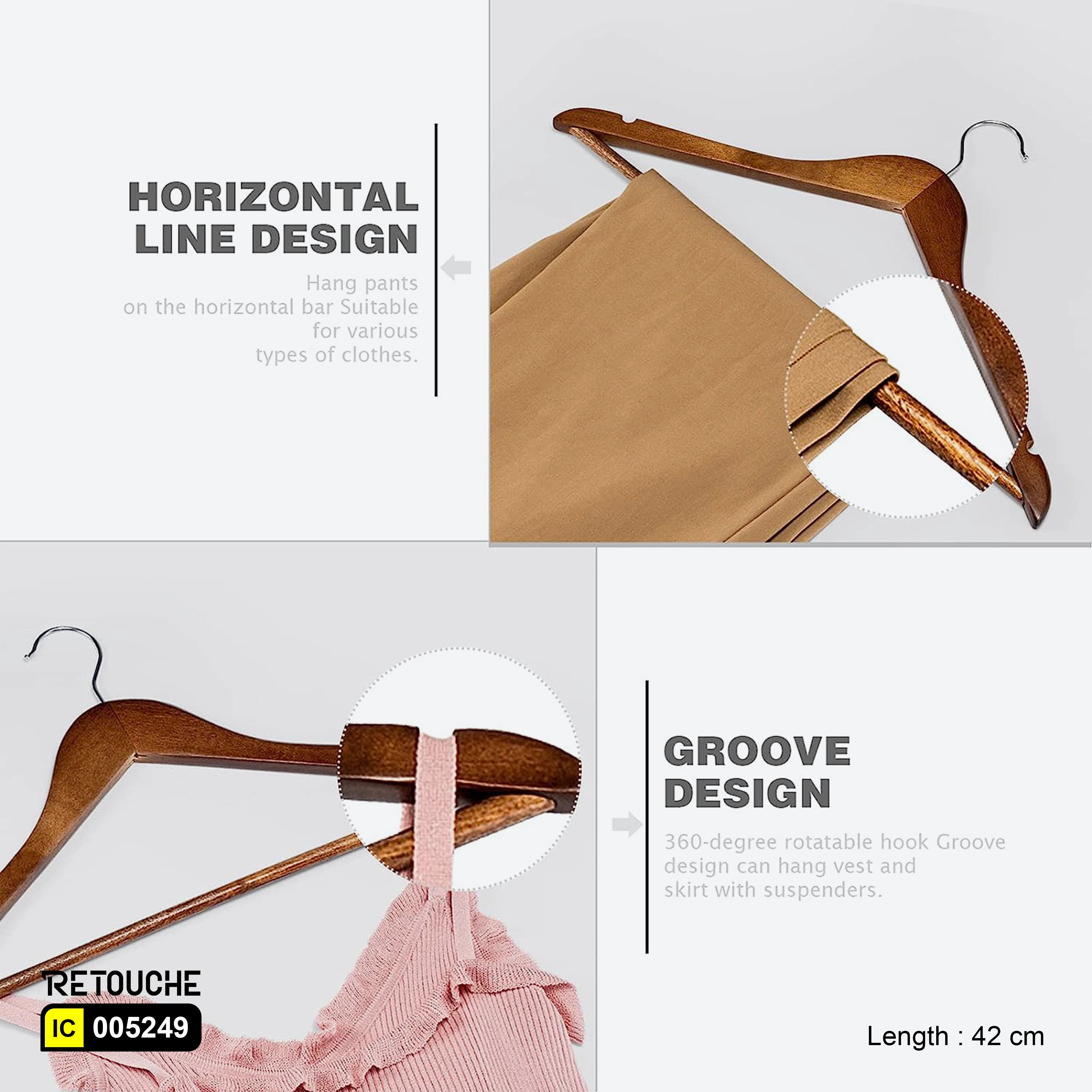 Wooden clothes hangers, Hangers with notches for straps
Durable wooden closet organizers, Hangers with bar for pants
Versatile wood hangers for garments, Stylish wooden hangers for wardrobe, High-quality hangers for suits, Wooden hangers for dresses and accessories, Closet organization with wooden hangers
Multi-pu, pose hangers with notches