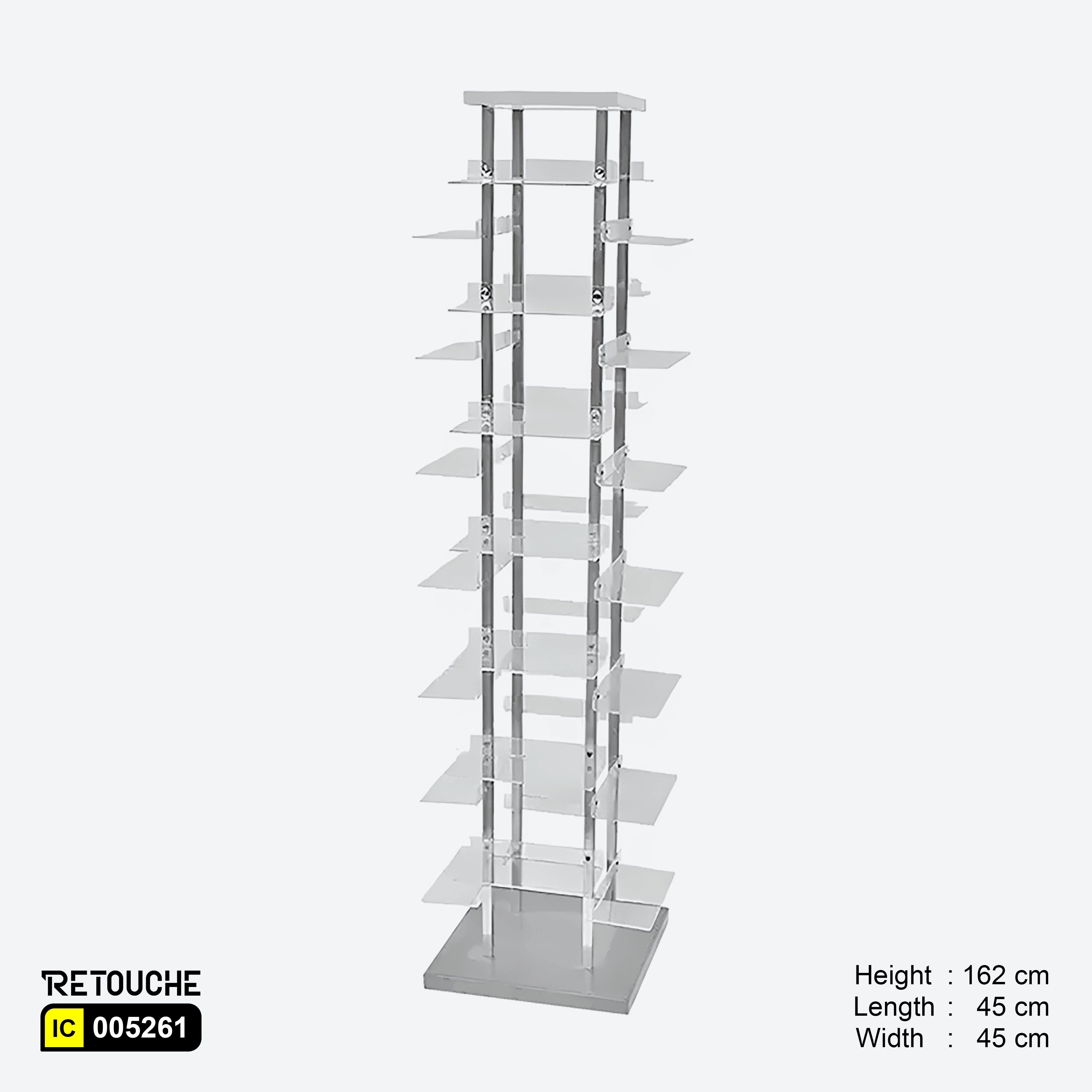 Shoes Display Rack Stand, Metal with 28 Acrylic Shelves