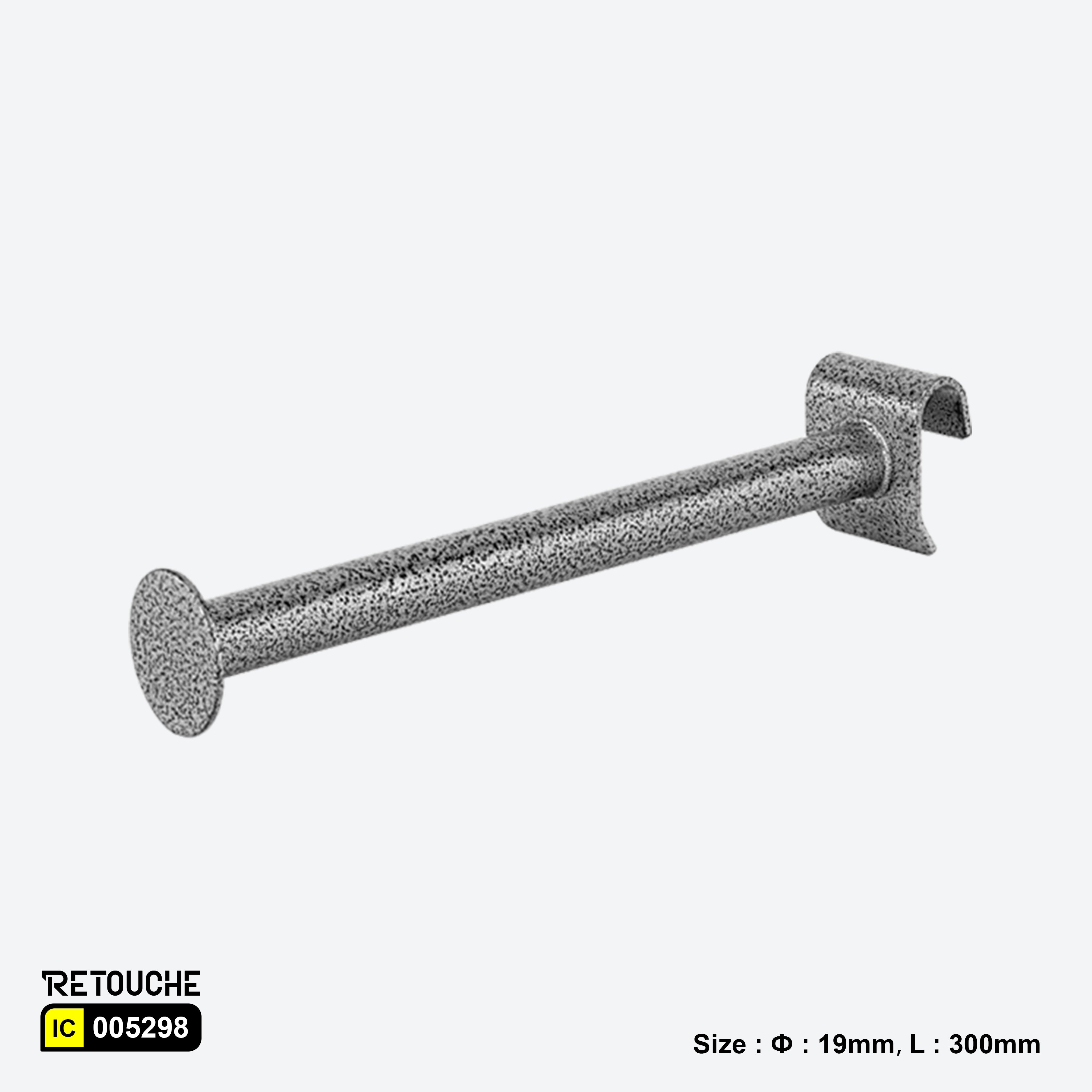 Straight Display Hook for Oval Crossbar, Metal ,Hammer Gray